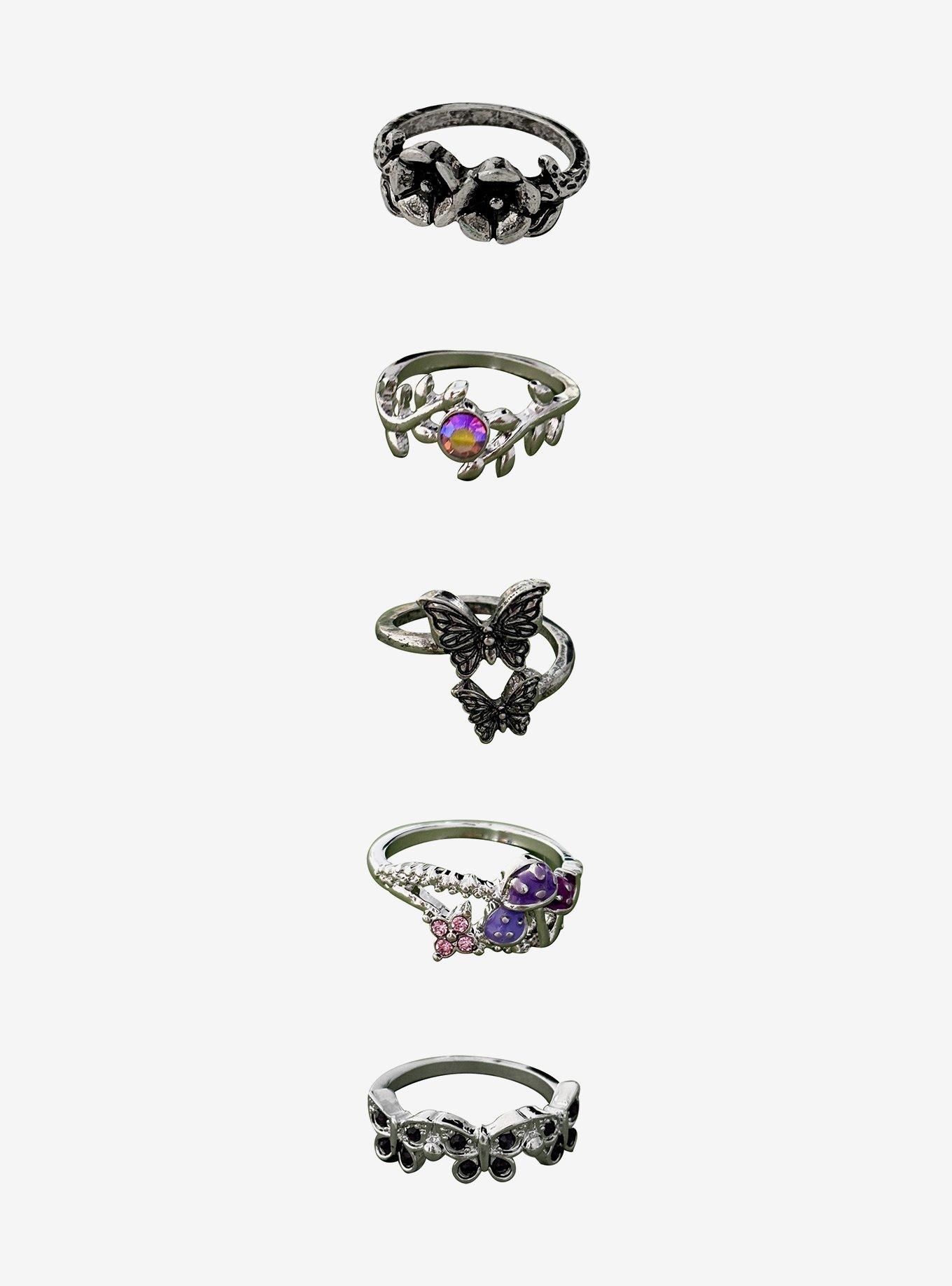 Thorn & Fable Floral Butterfly Ring Set, , hi-res