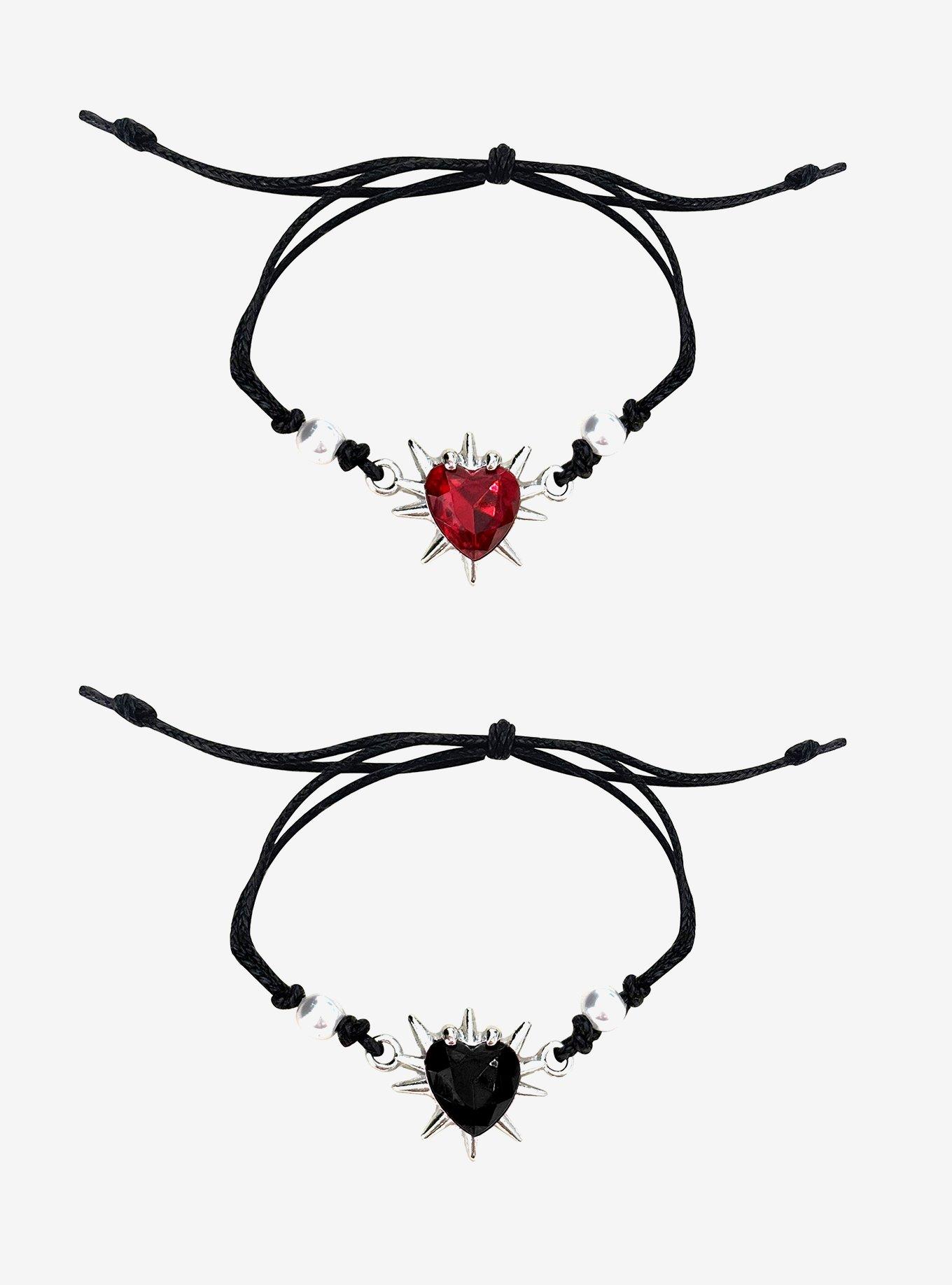 Spiked Hearts Best Friend Bracelet Set, , hi-res