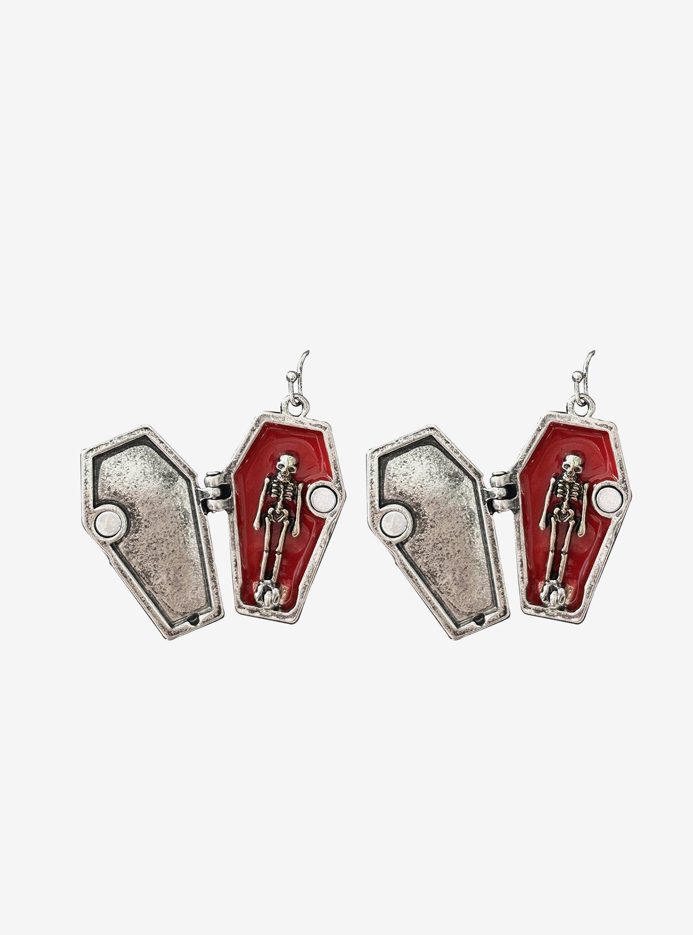 Skeleton Coffin Drop Earrings, , alternate