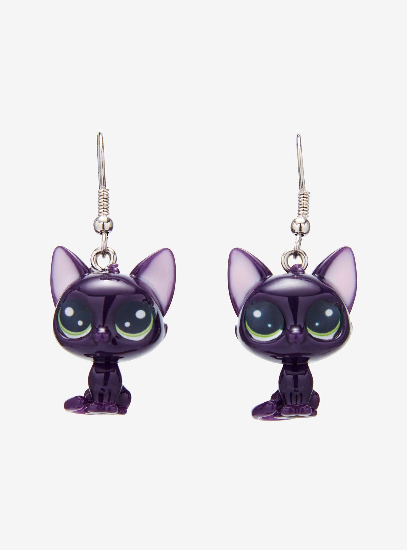 Littlest Pet Shop Purple Cat Drop Earrings, , hi-res