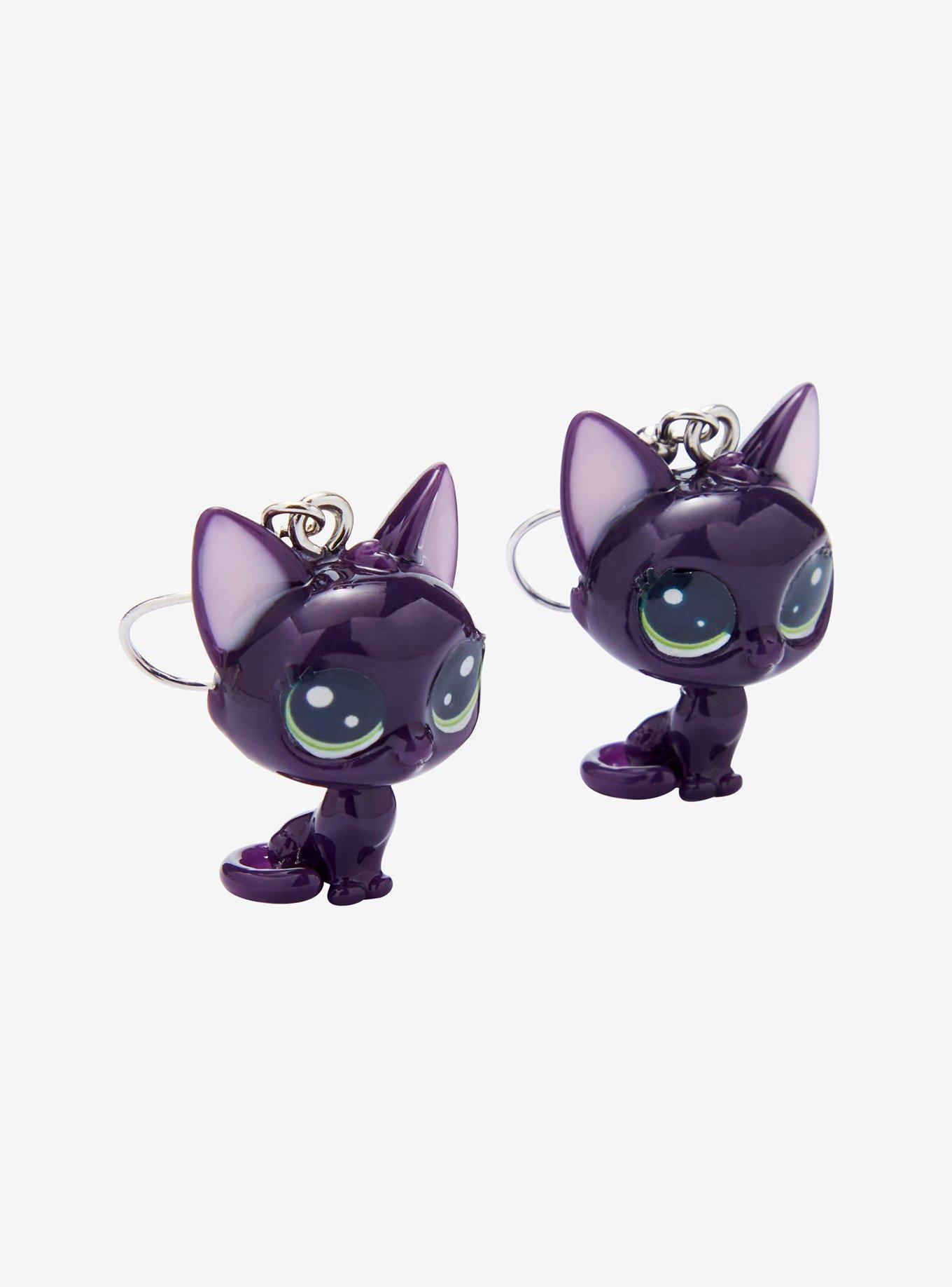 Littlest Pet Shop Purple Cat Drop Earrings, , alternate