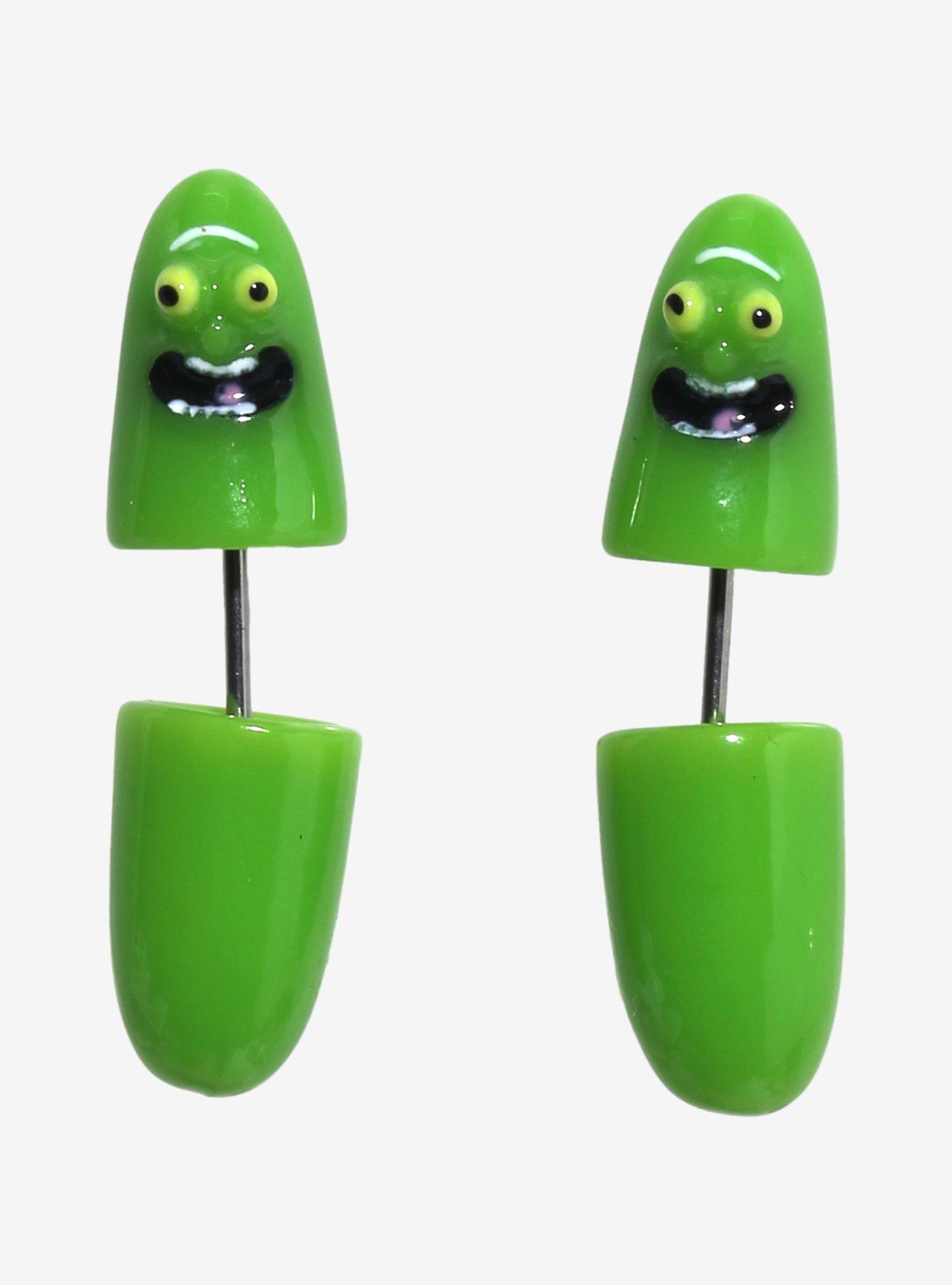 Rick And Morty Pickle Rick Front/Back Earrings, , hi-res