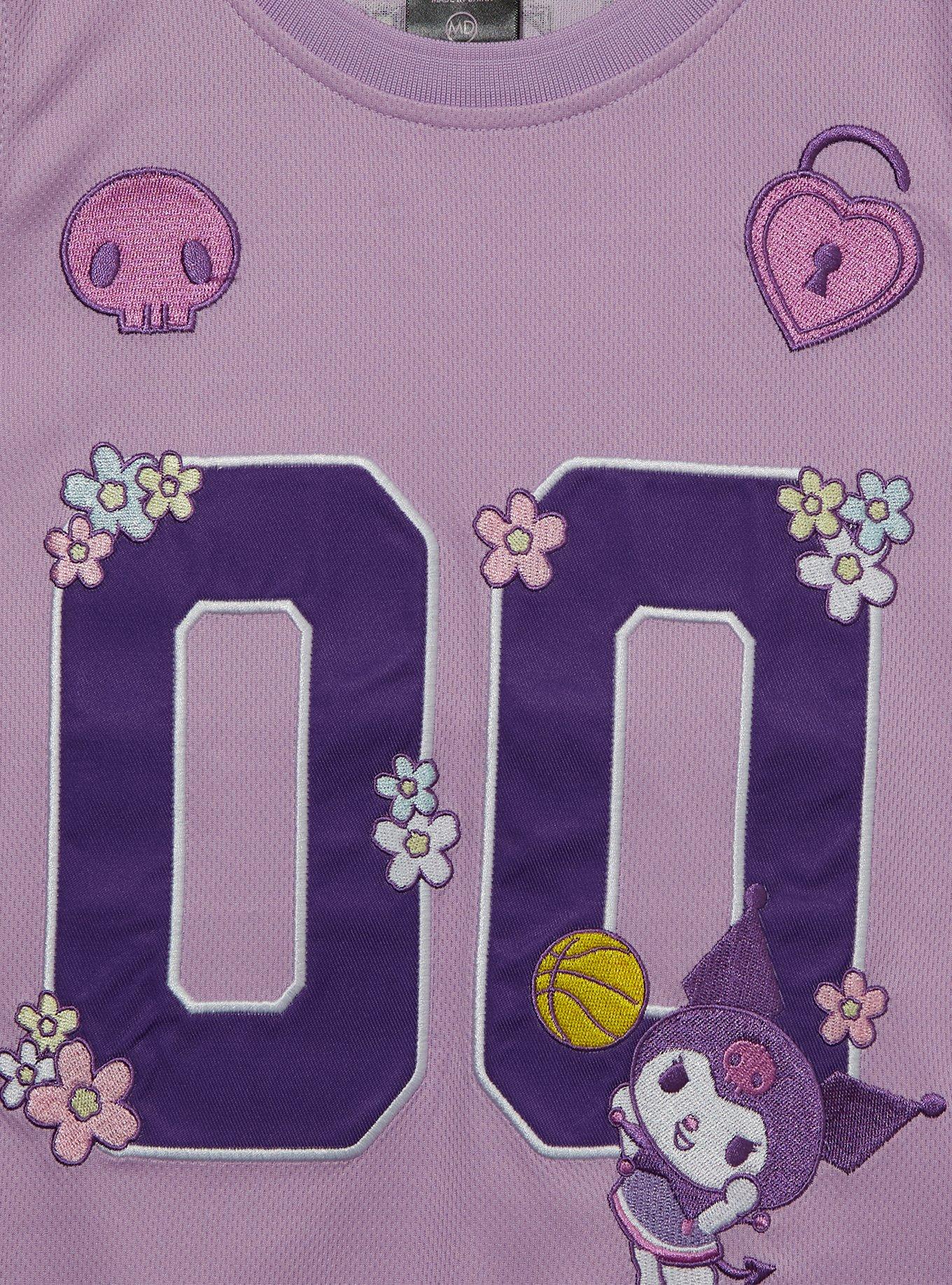 Sanrio Kuromi Embroidered Women's Cropped Basketball Jersey — BoxLunch Exclusive, LIGHT PURPLE, alternate