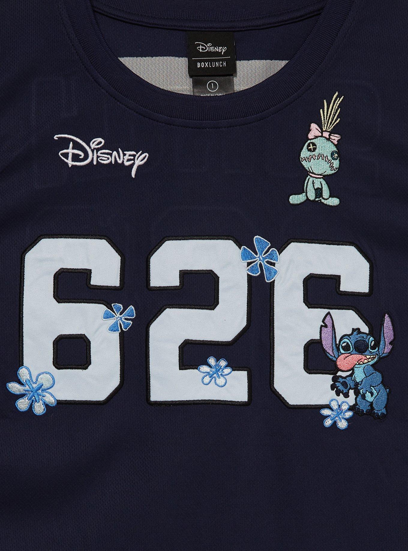 Disney Lilo & Stitch Floral Cropped Women's Plus Size Basketball Jersey - BoxLunch Exclusive, NAVY, alternate