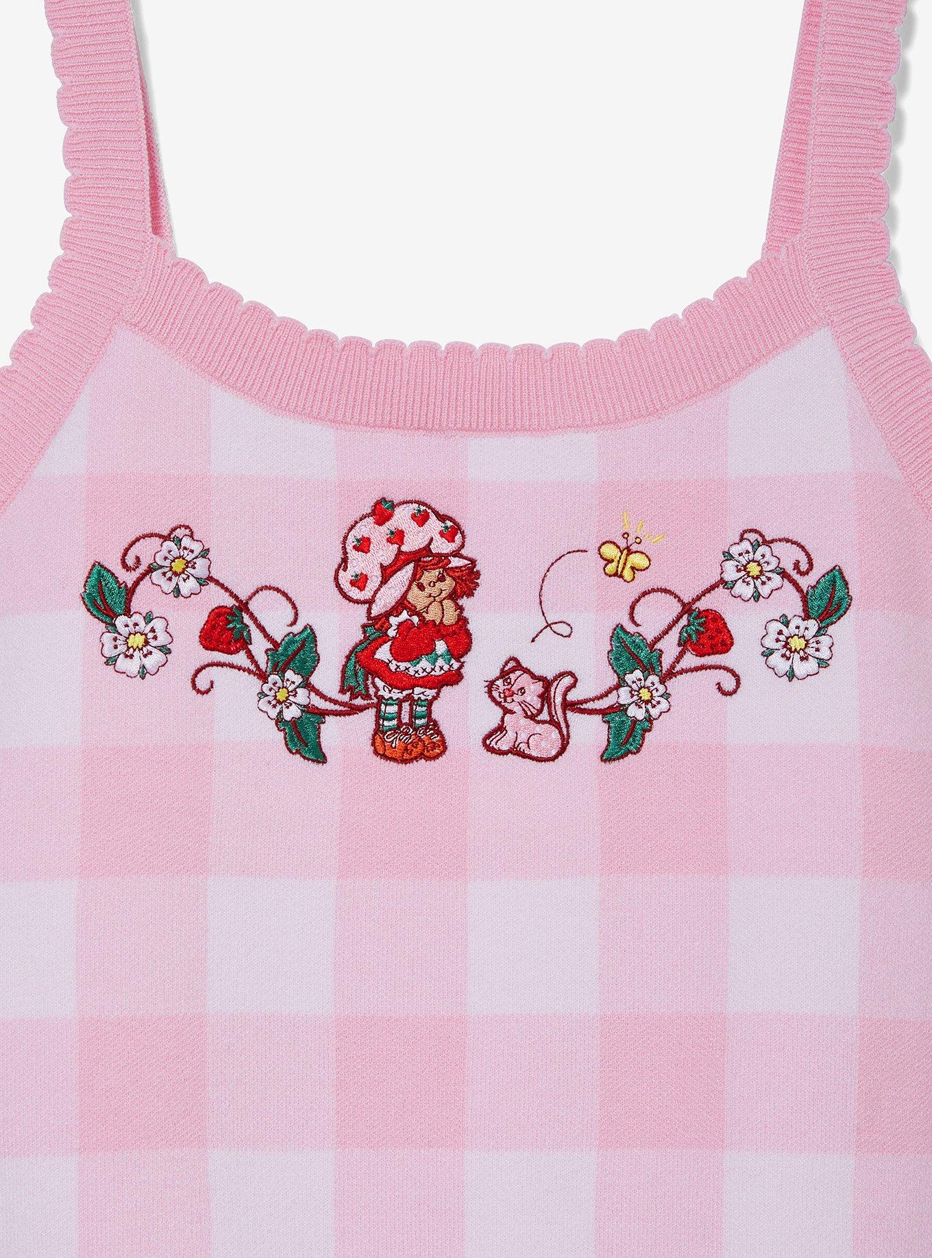 Strawberry Shortcake Custard & Strawberry Gingham Women's Plus Size Knit Tank Top &mdash; BoxLunch Exclusive, LIGHT PINK, alternate