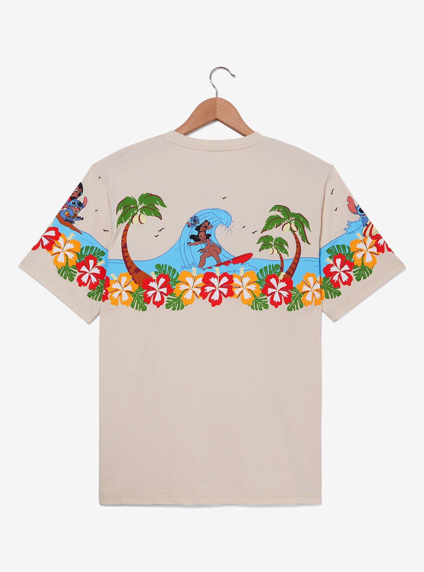 Disney Lilo & Stitch Surfing Scenic Women's T-Shirt — BoxLunch Exclusive, CREAM, alternate