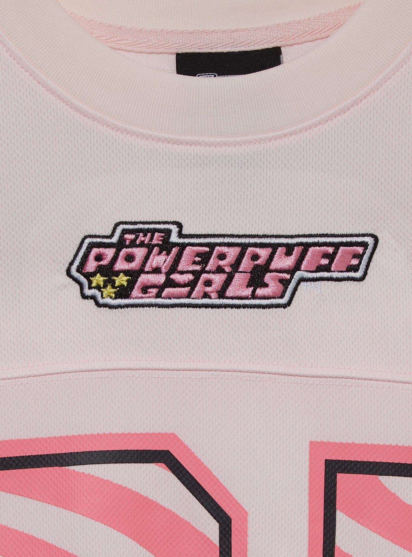 The Powerpuff Girls Blossom Cropped Women's Football Jersey — BoxLunch Exclusive, LIGHT PINK, alternate