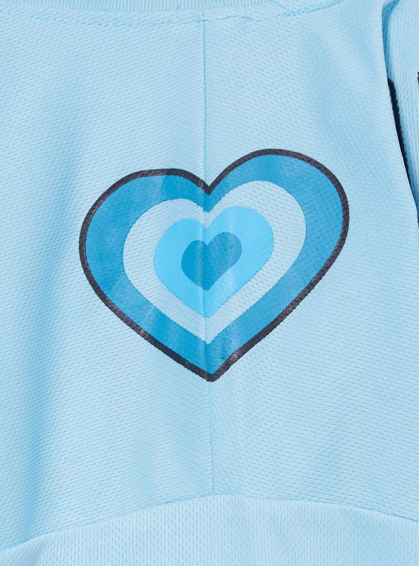 The Powerpuff Girls Bubbles Women's Cropped Football Jersey — BoxLunch Exclusive, LIGHT BLUE, alternate