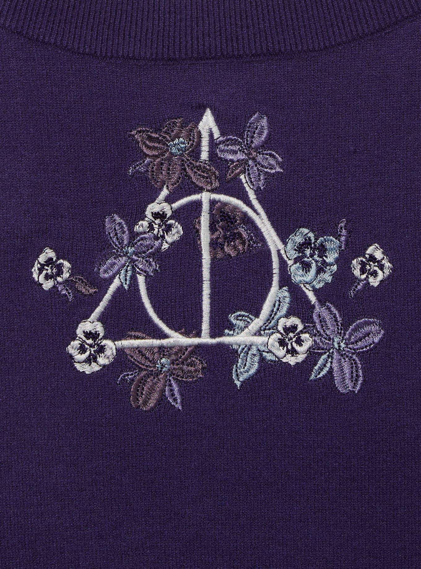 Harry Potter Deathly Hallows Floral Women's Plus Size Knit Tank - BoxLunch Exclusive, PURPLE, alternate