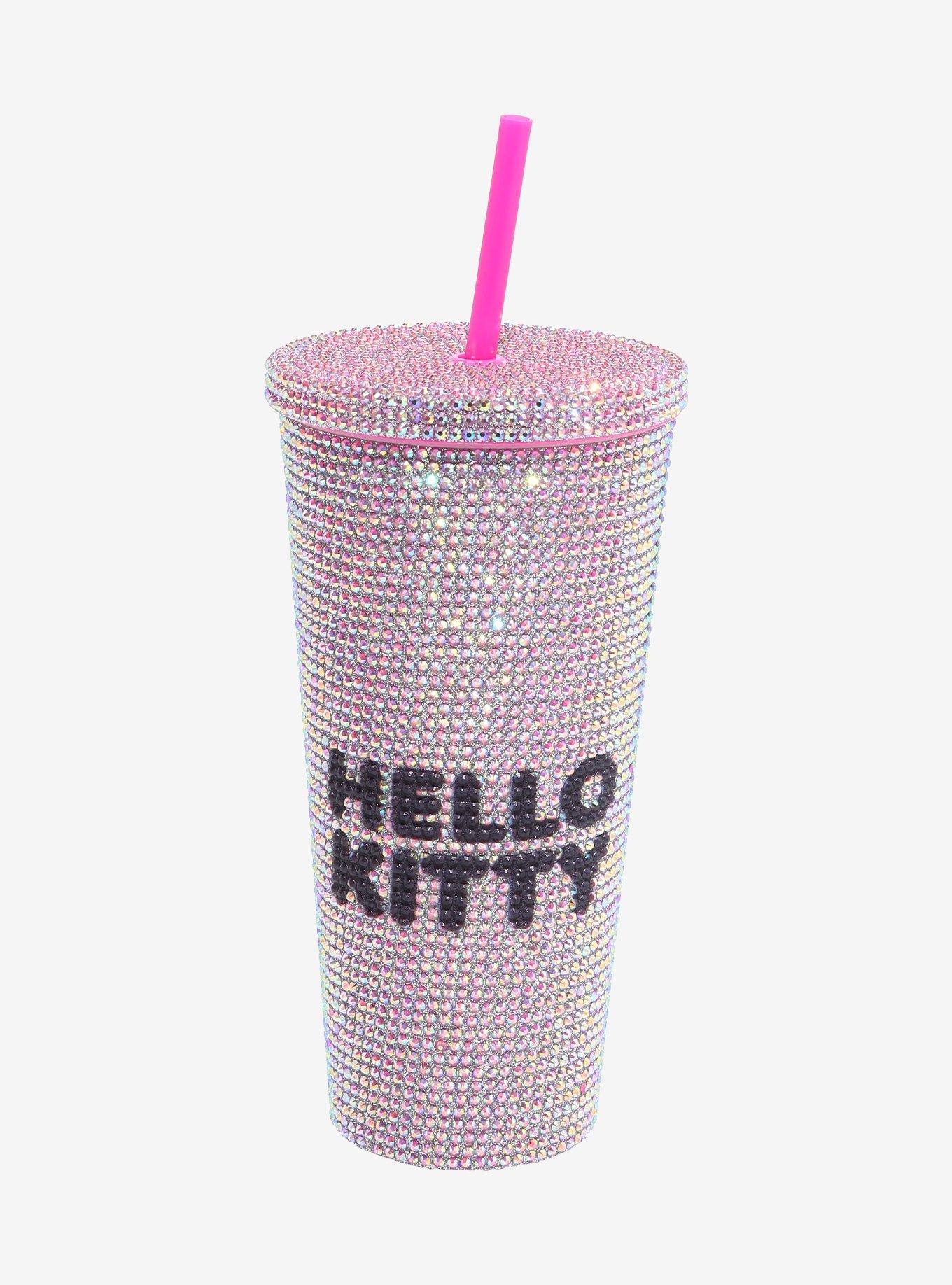 Hello Kitty Pink Rhinestone Acrylic Travel Cup, , hi-res