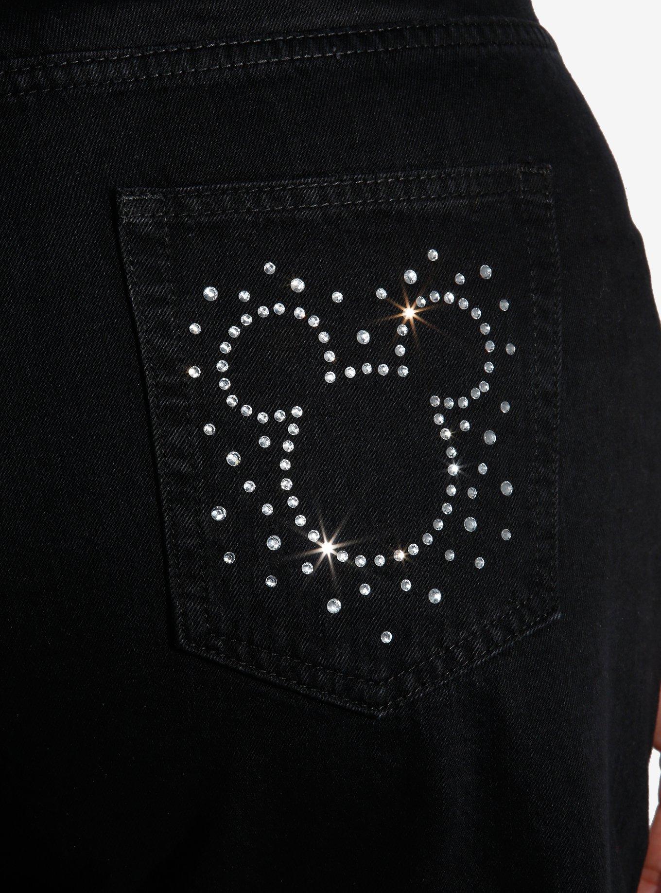 Her Universe Disney Mickey Mouse Rhinestone Mom Shorts Plus Size Her Universe Exclusive, BLACK, alternate