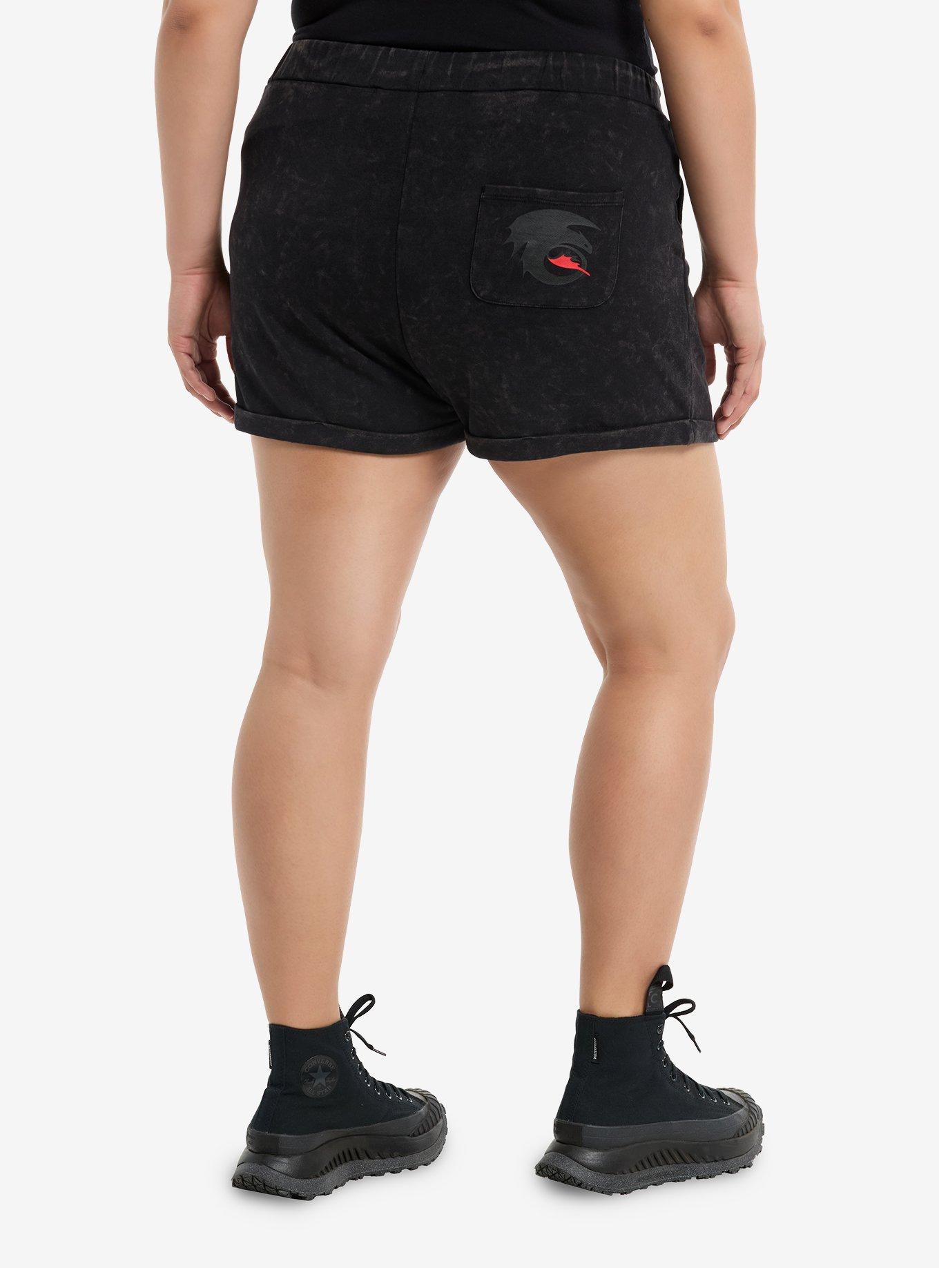 How To Train Your Dragon Toothless Mineral Wash Girls Lounge Shorts Plus Size, , hi-res
