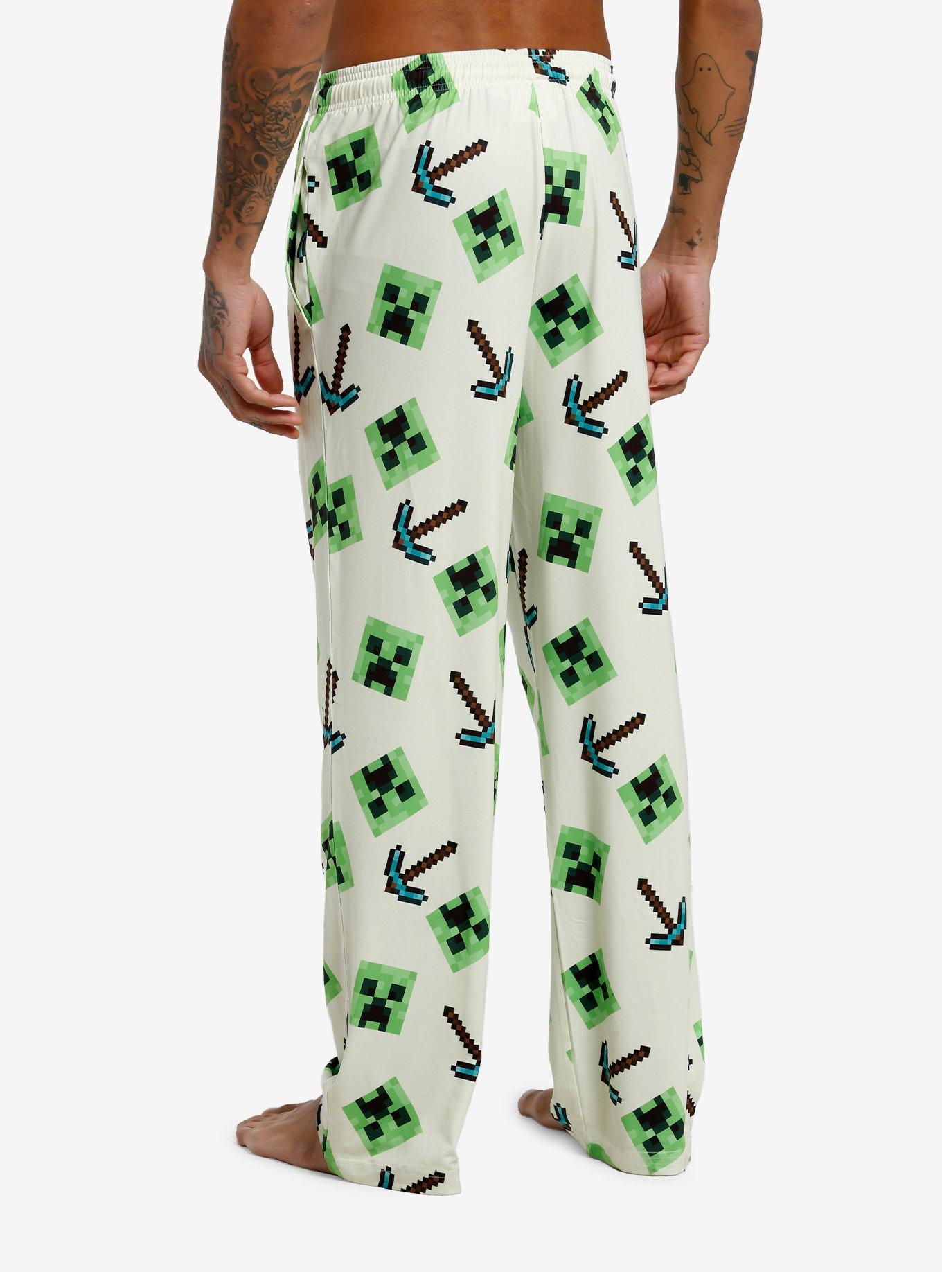 Minecraft Creeper Pickaxe Pajama Pants, , hi-res