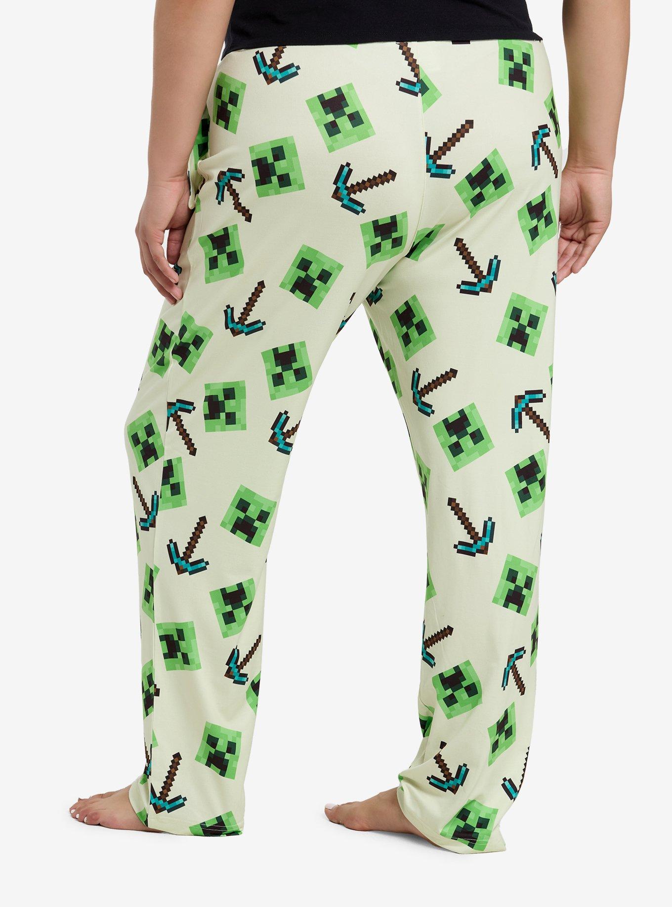 Minecraft Creeper Pickaxe Pajama Pants Plus Size, , hi-res