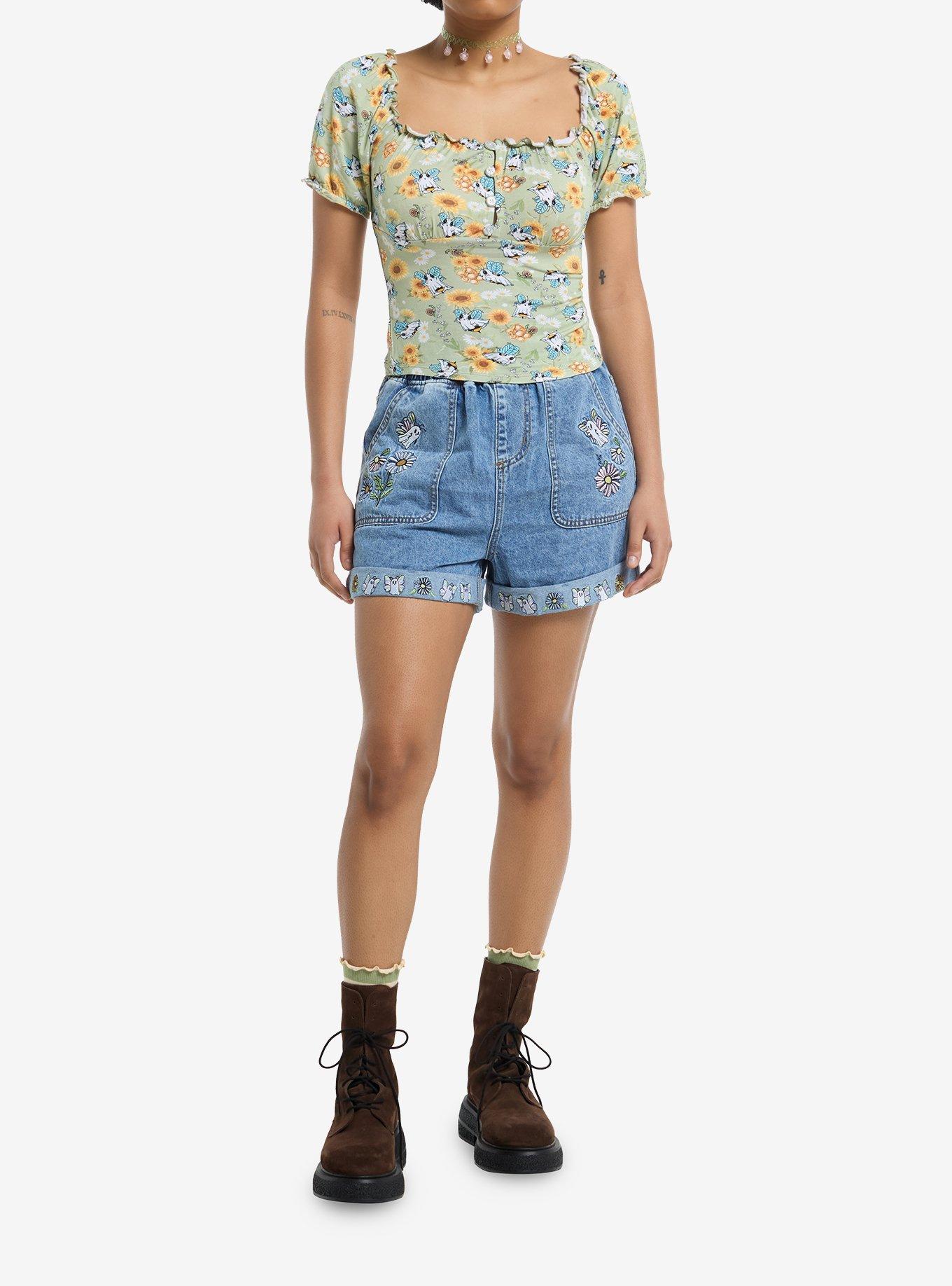 Thorn & Fable Bee Ghost Ruffle Girls Top, , hi-res