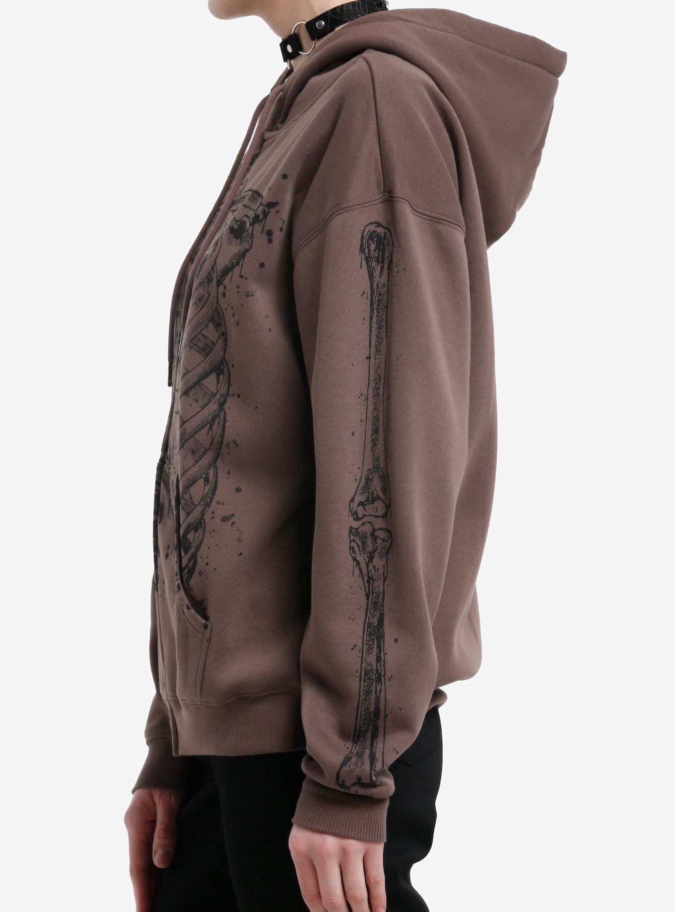 Brown Rib Cage Girls Hoodie, BLACK, alternate