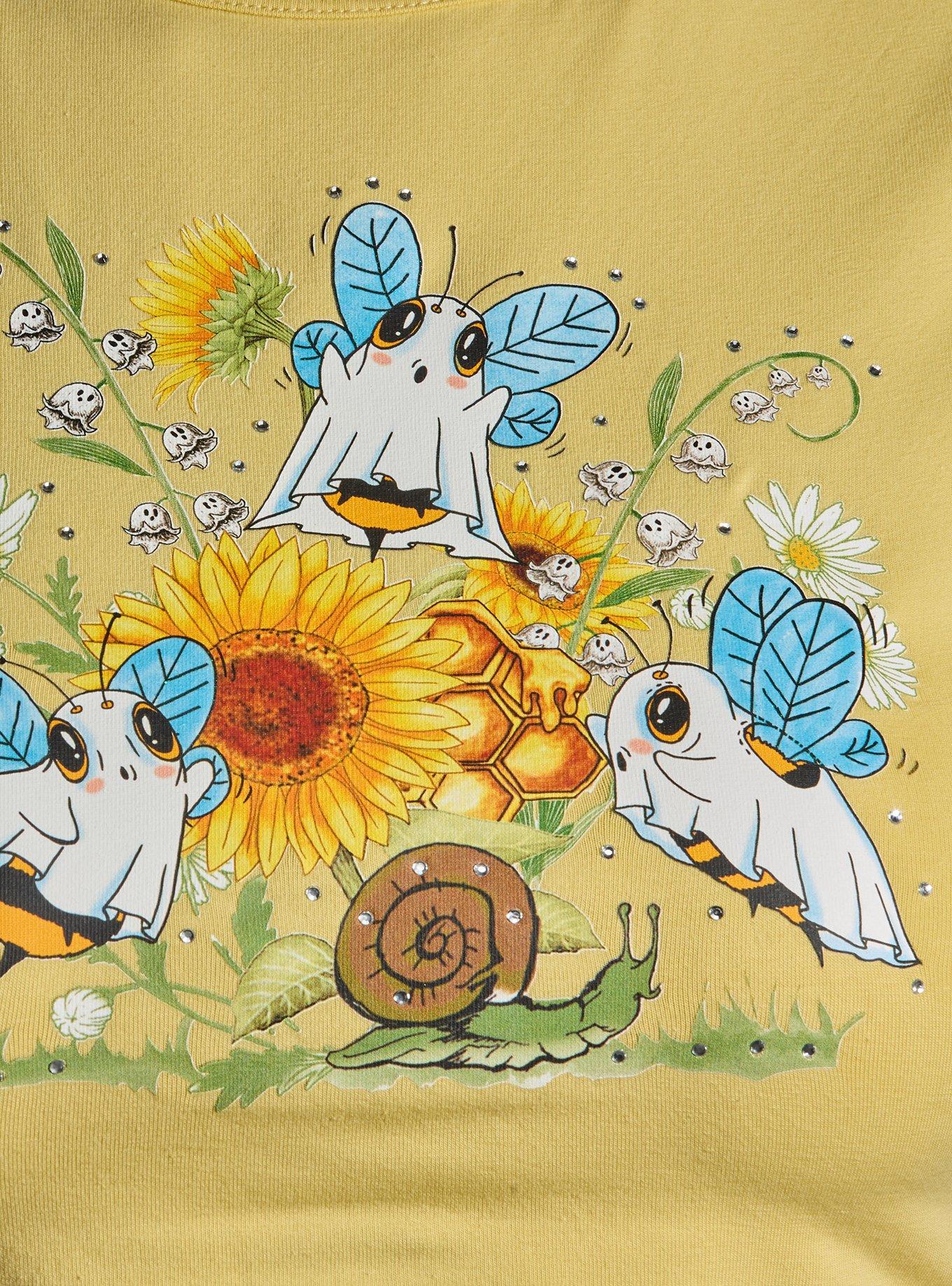 Thorn & Fable Bee Ghosts Sunflower Girls Baby T-Shirt, , alternate