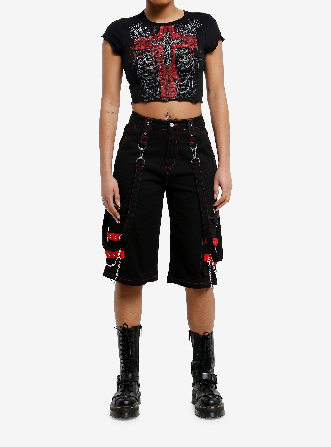Gothic Cross Filigree Rivets Girls Baby T-Shirt, , hi-res