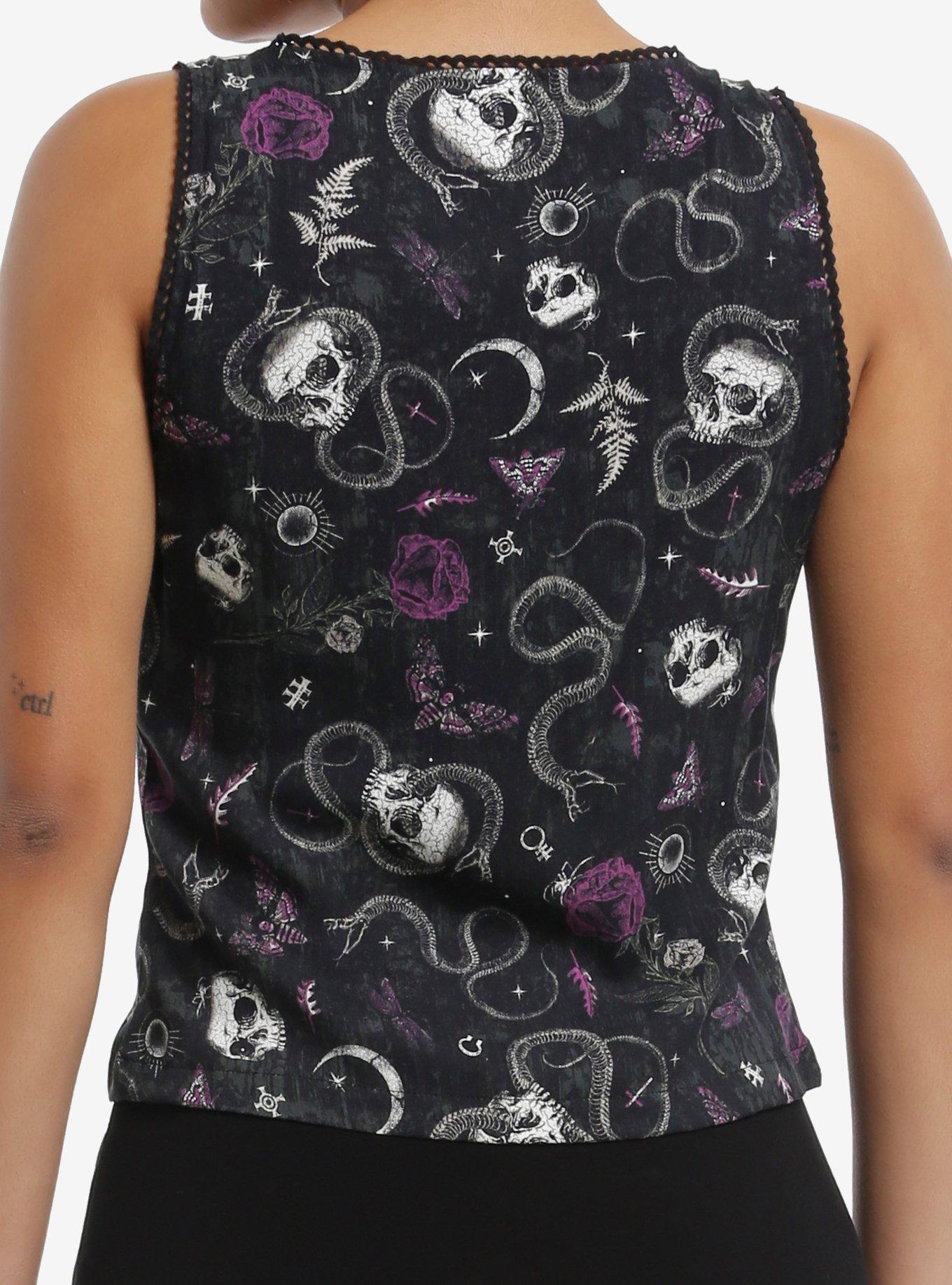 Cosmic Aura Skull & Snake Open-Front Girls Tank Top, , hi-res
