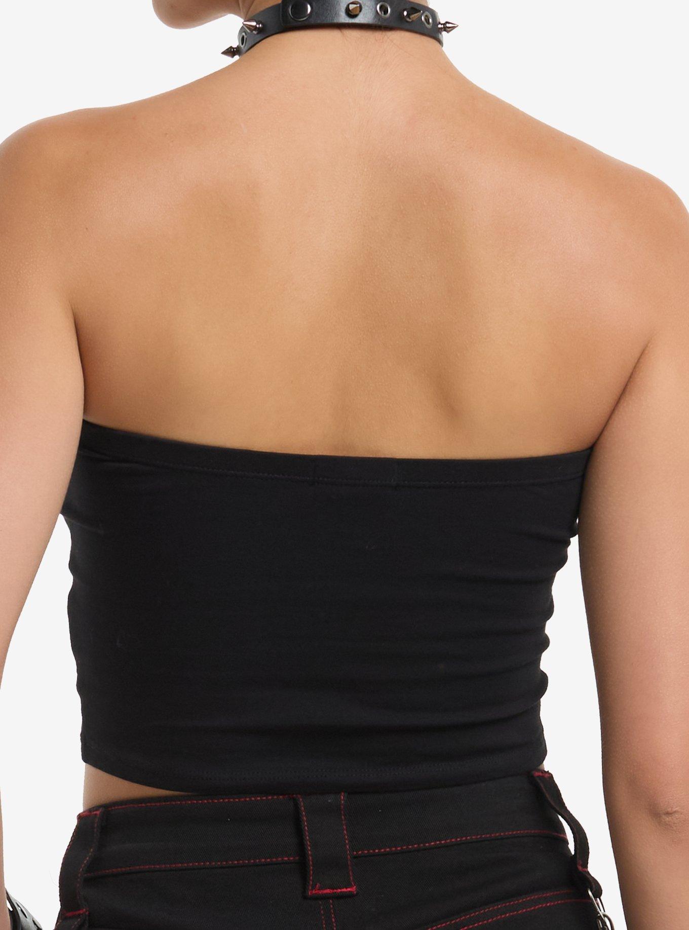 Roses & Filigree Black Tube Top, RED, alternate