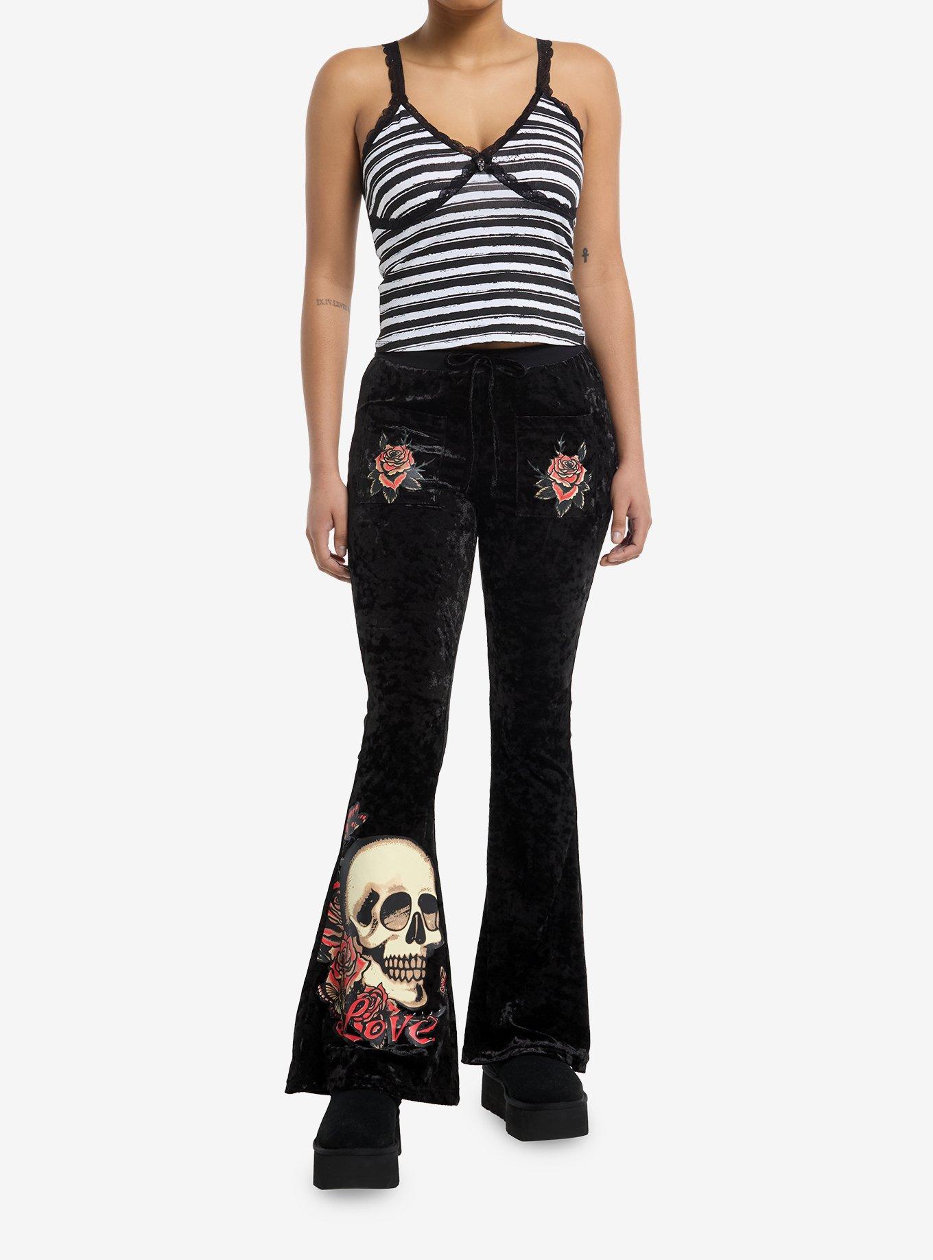 Black & White Stripe Skull Girls Cami, , hi-res