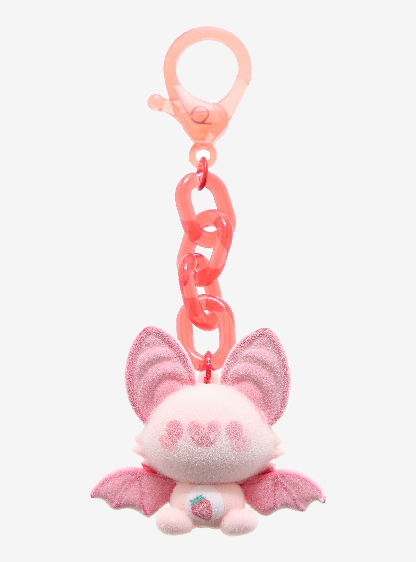 Strawberry Fruit Bat Flocked Key Chain, , hi-res