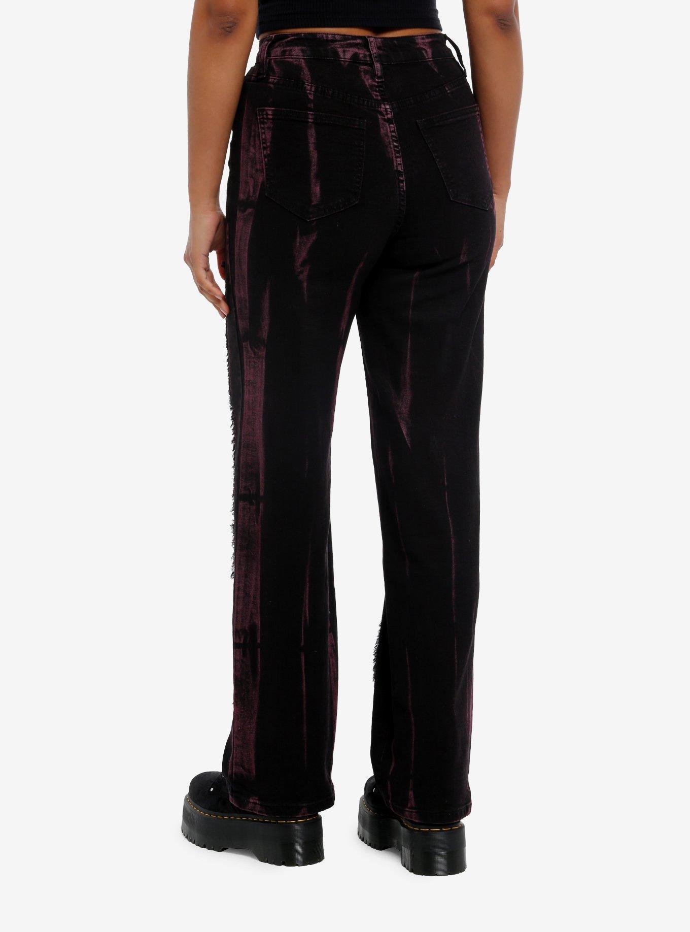 Black & Pink Wash Wide Leg Jeans, , hi-res