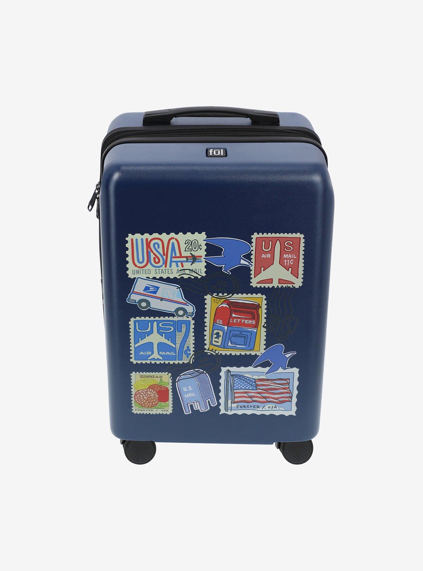 FUL USPS Stamps Carry-On Luggage Blue, , alternate