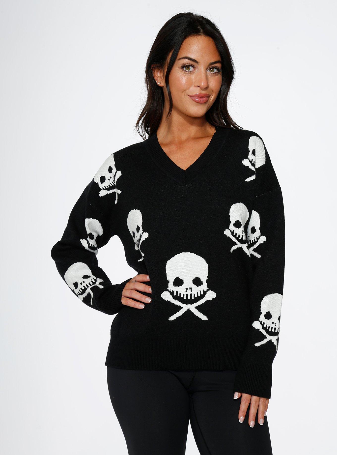 Black Skulls Sweater, BLACK, alternate