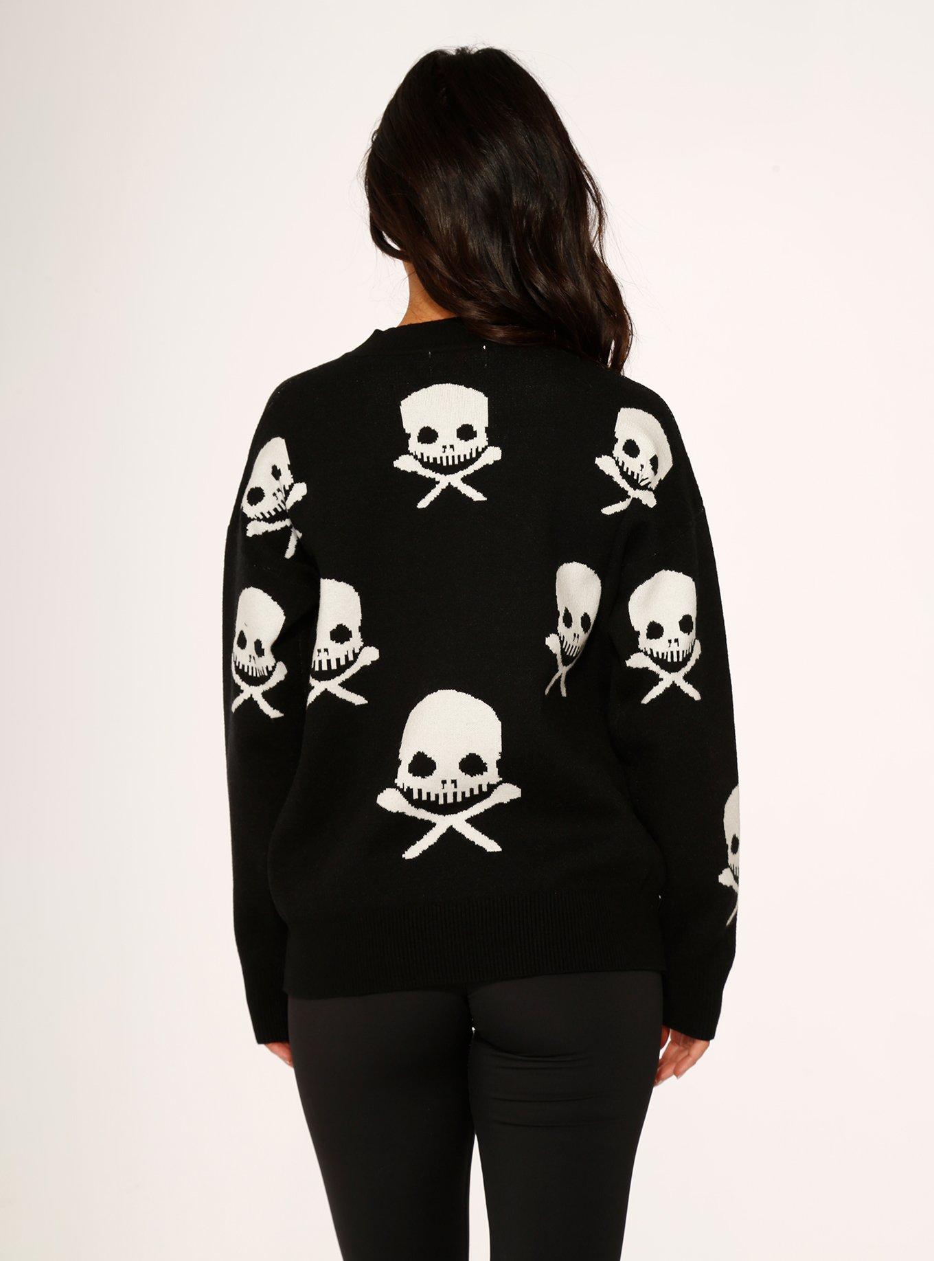 Black Skulls Sweater, BLACK, alternate