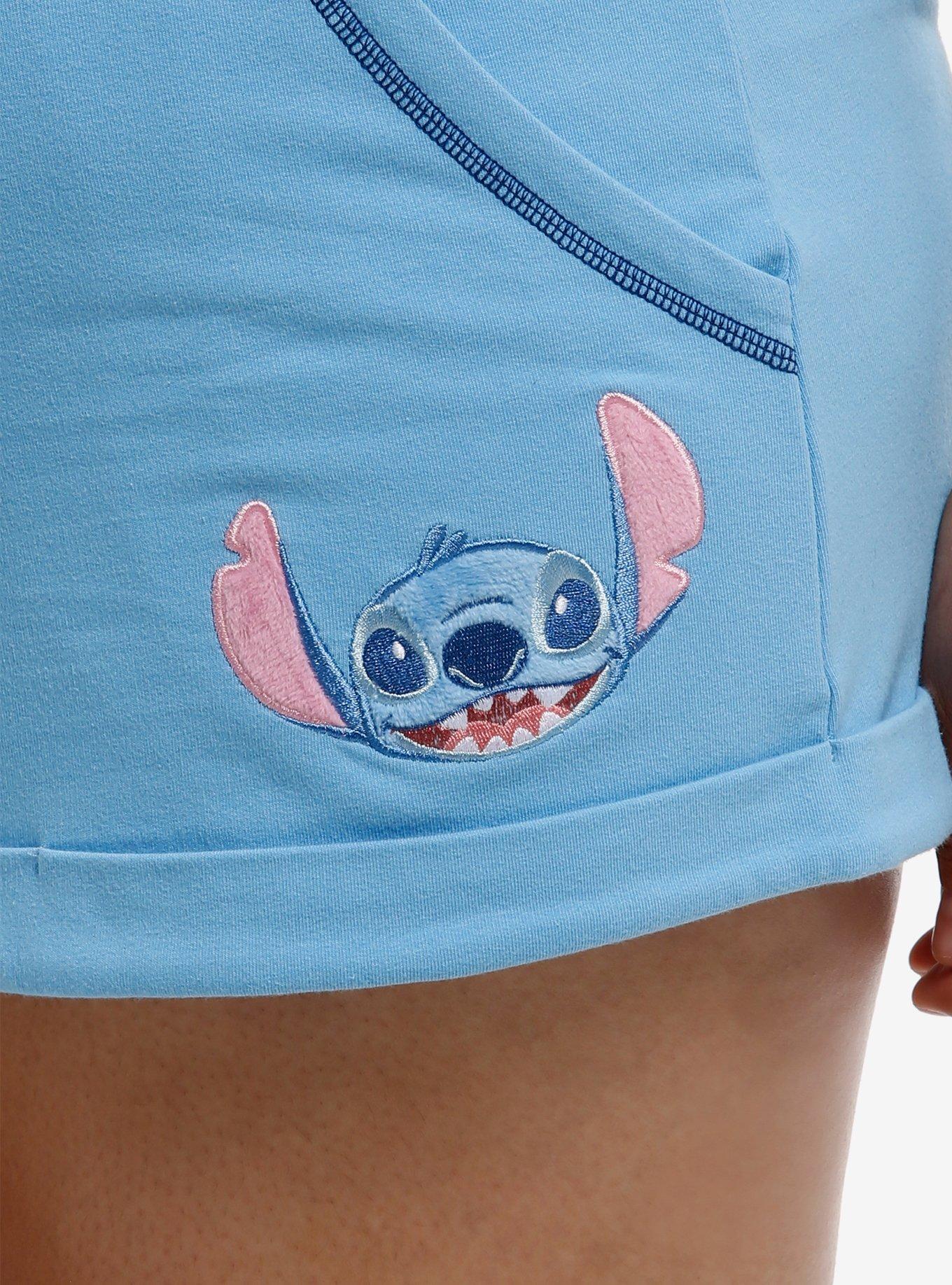 Her Universe Disney Lilo & Stitch Floral Stitch Lounge Shorts Plus Size, BLUE, alternate