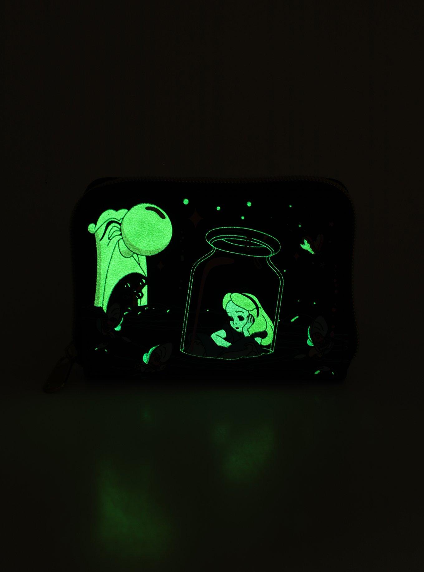 Loungefly Disney Alice In Wonderland Glow-In-The-Dark Characters Mini Zipper Wallet