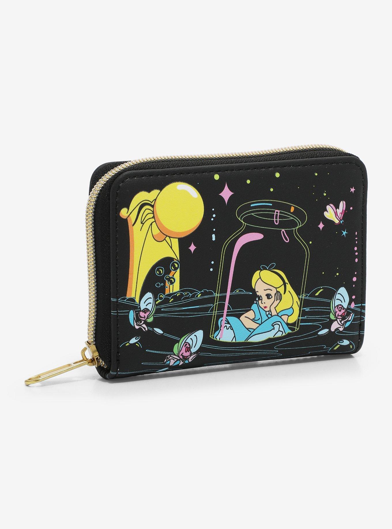 Loungefly Disney Alice In Wonderland Glow-In-The-Dark Characters Mini Zipper Wallet