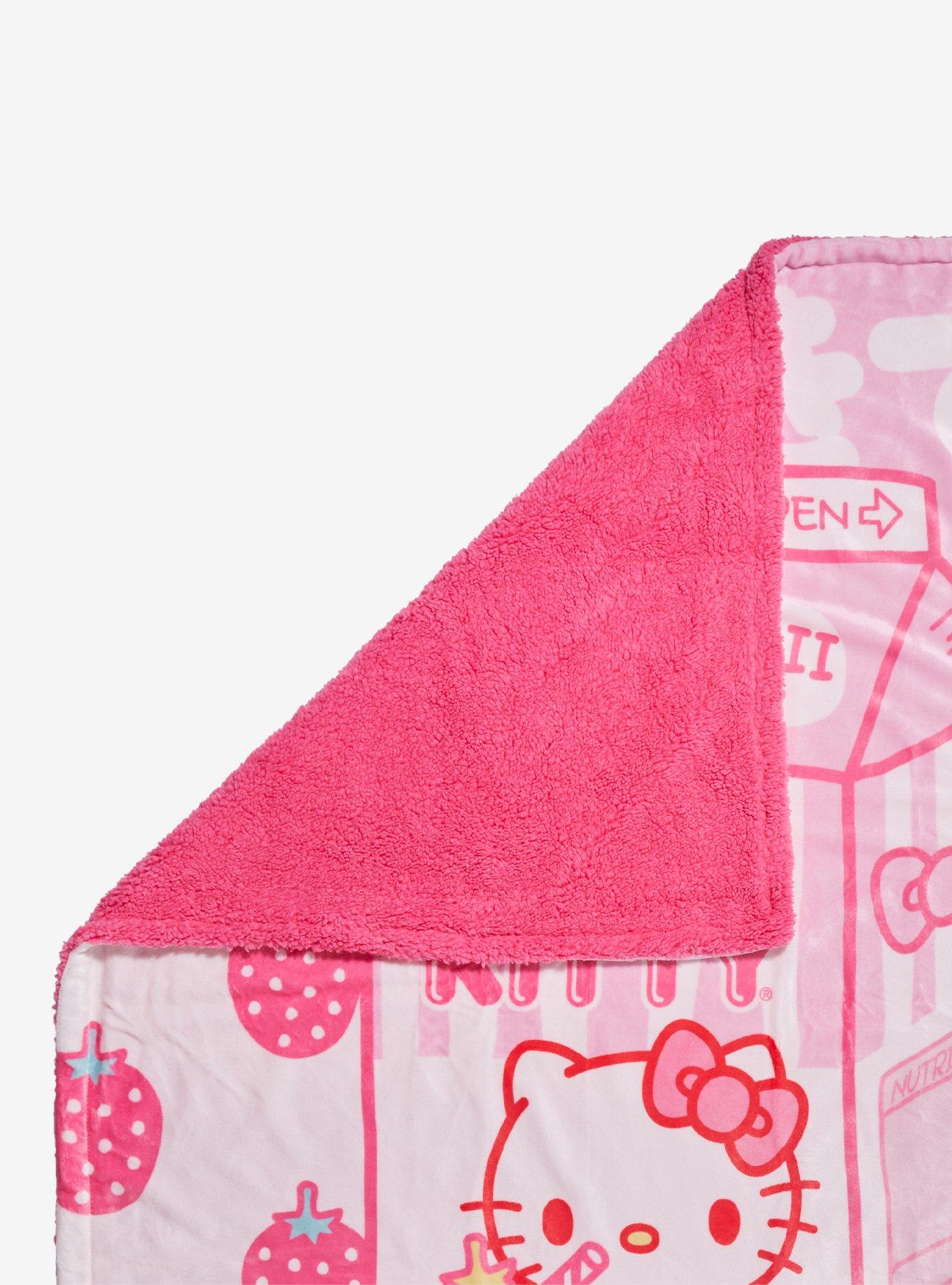 Hello Kitty Strawberry Milk Sherpa Throw Blanket, , hi-res