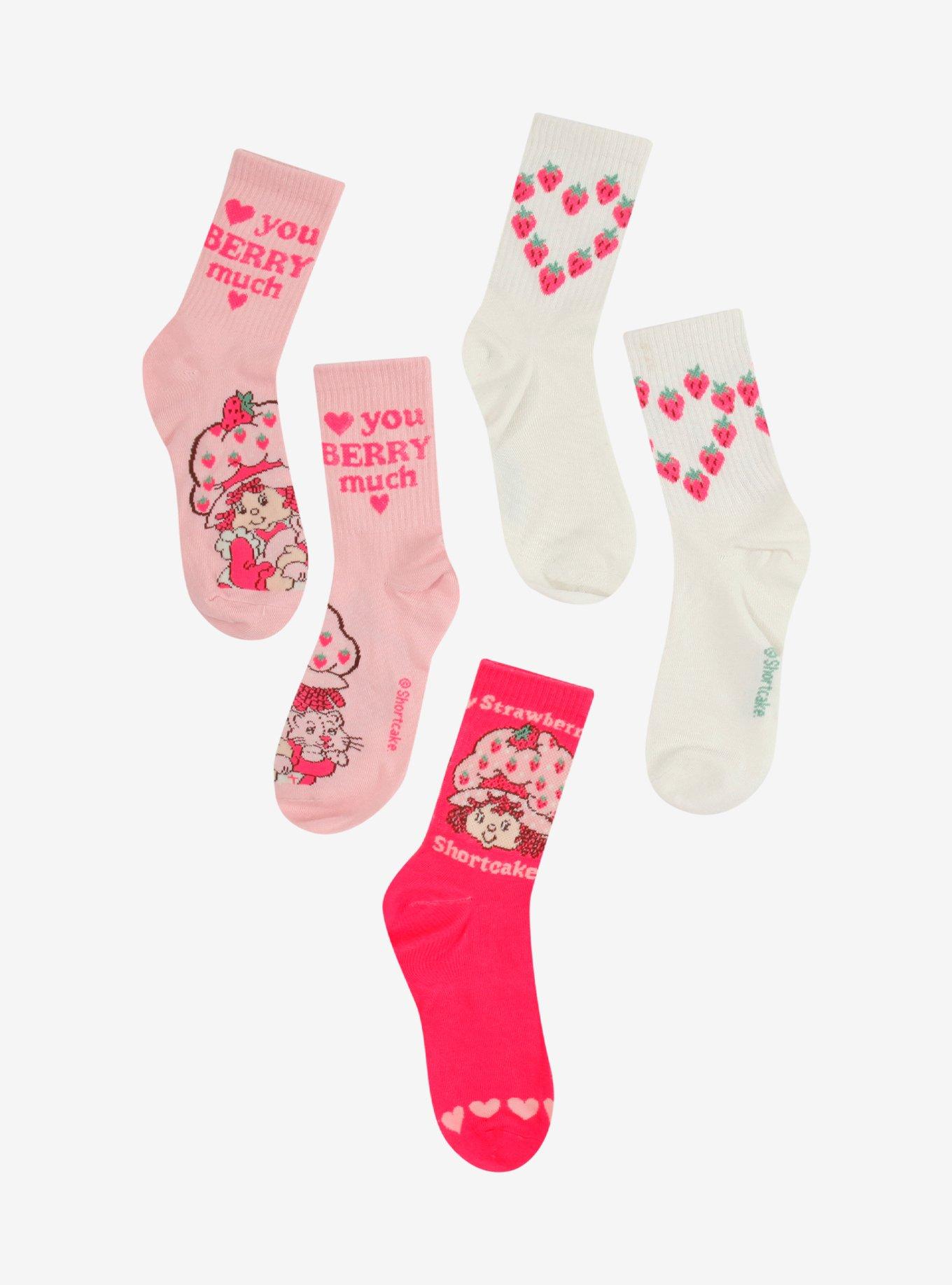 Strawberry Shortcake Heart Berry Crew Socks 2 Pair, , hi-res