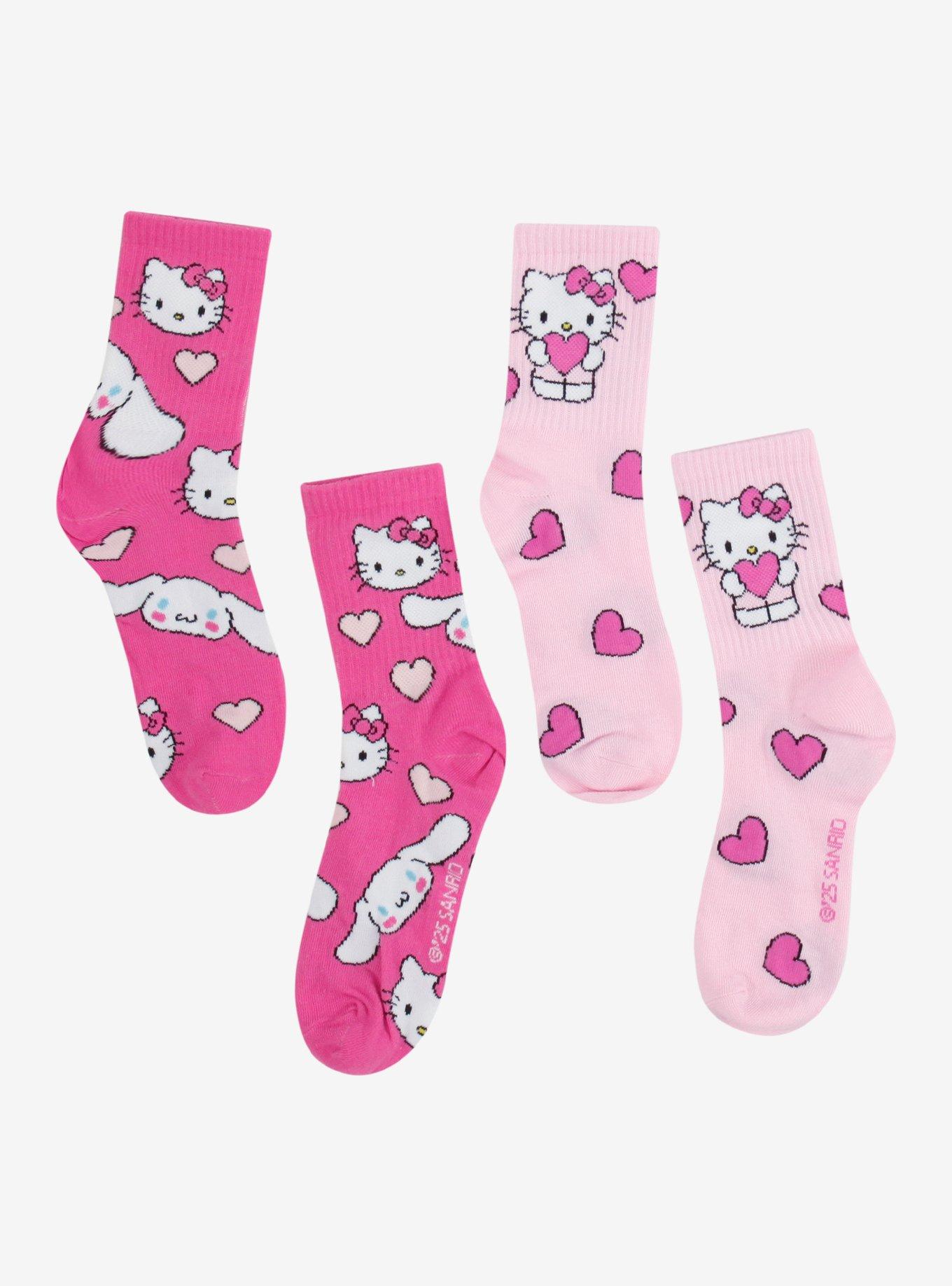 Hello Kitty Cinnamoroll Heart Crew Socks 2 Pair, , hi-res