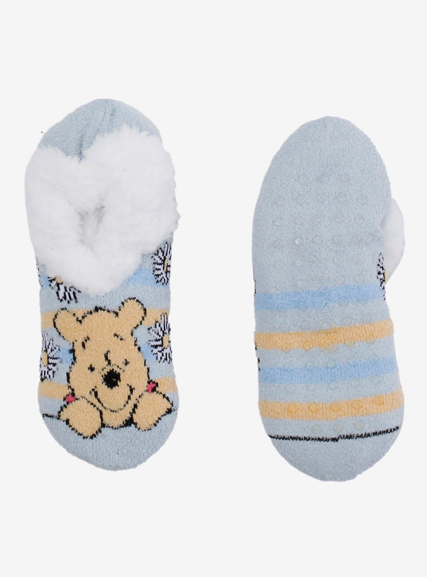 Disney Winnie The Pooh Floral Stripe Cozy Slipper Socks, , alternate