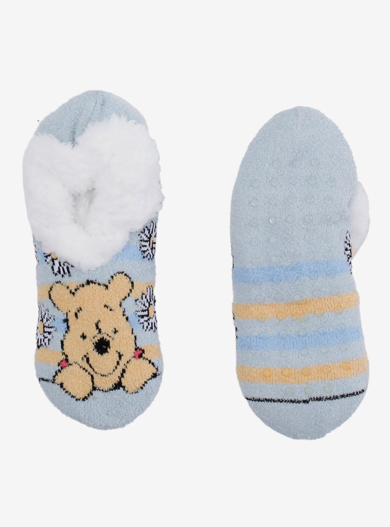 Disney Winnie The Pooh Floral Stripe Cozy Slipper Socks, , hi-res