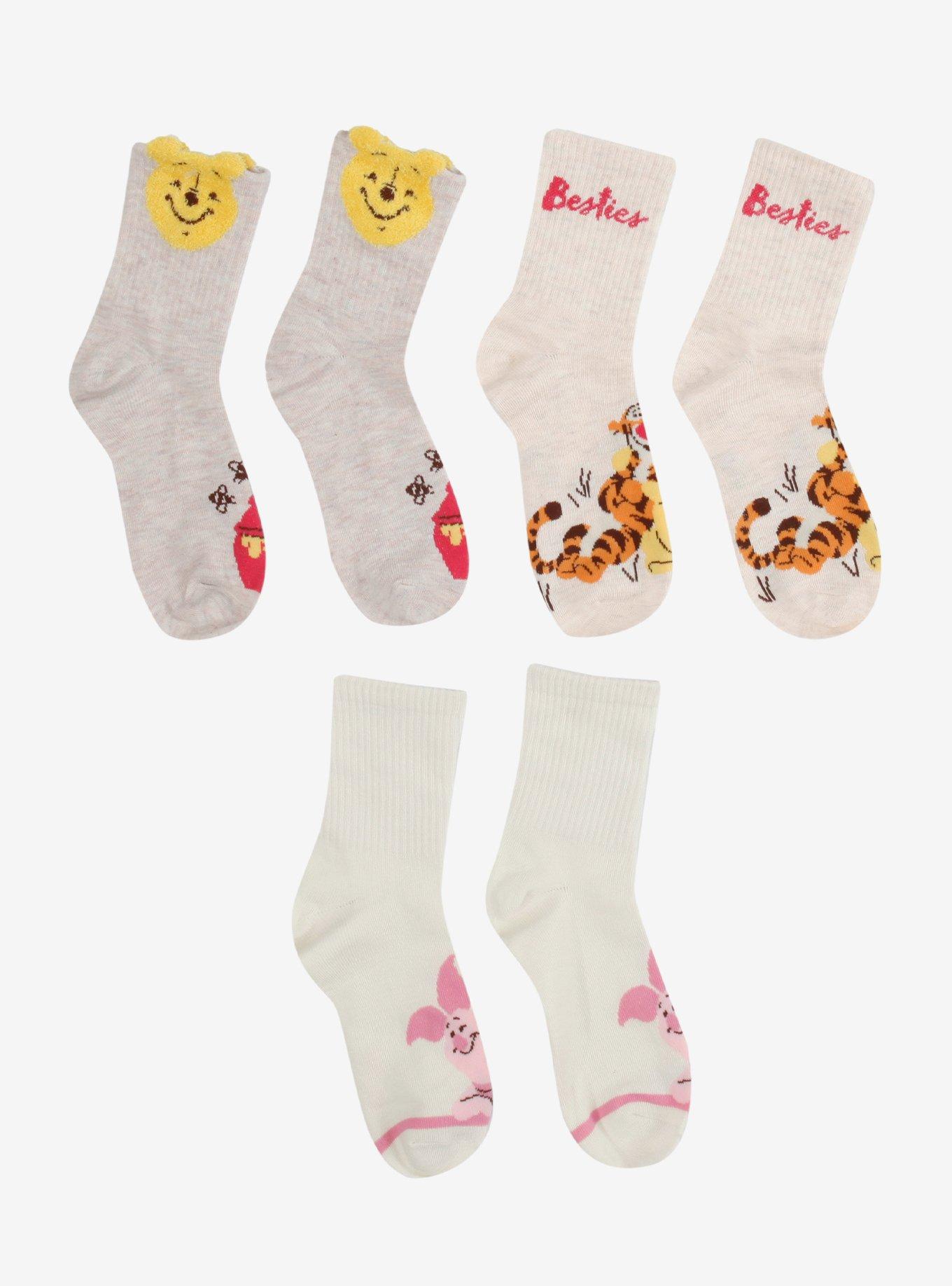 Disney Winnie The Pooh Besties Crew Socks 3 Pair, , hi-res