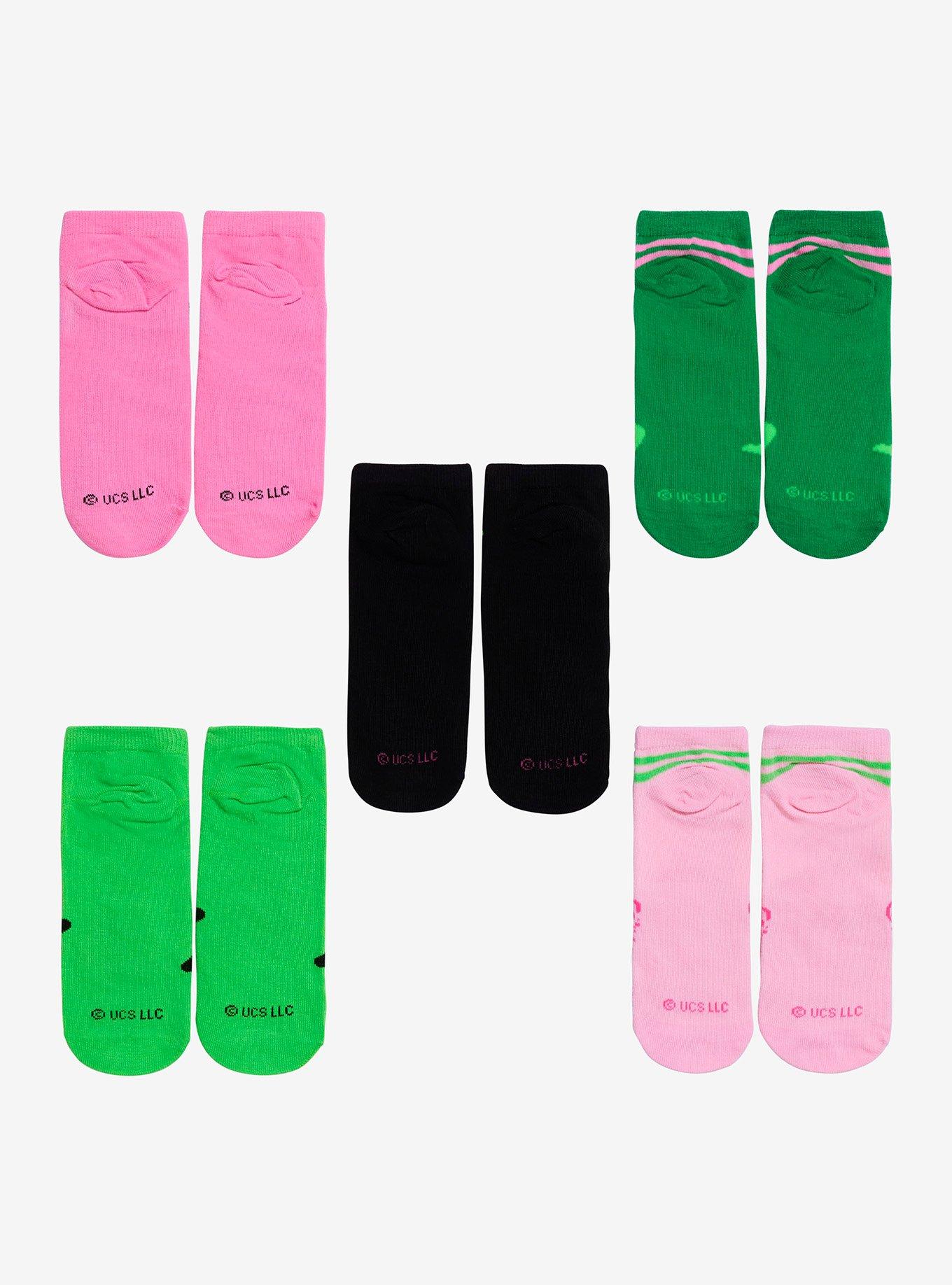 Wicked Pink & Green No-Show Socks 5 Pair, , hi-res