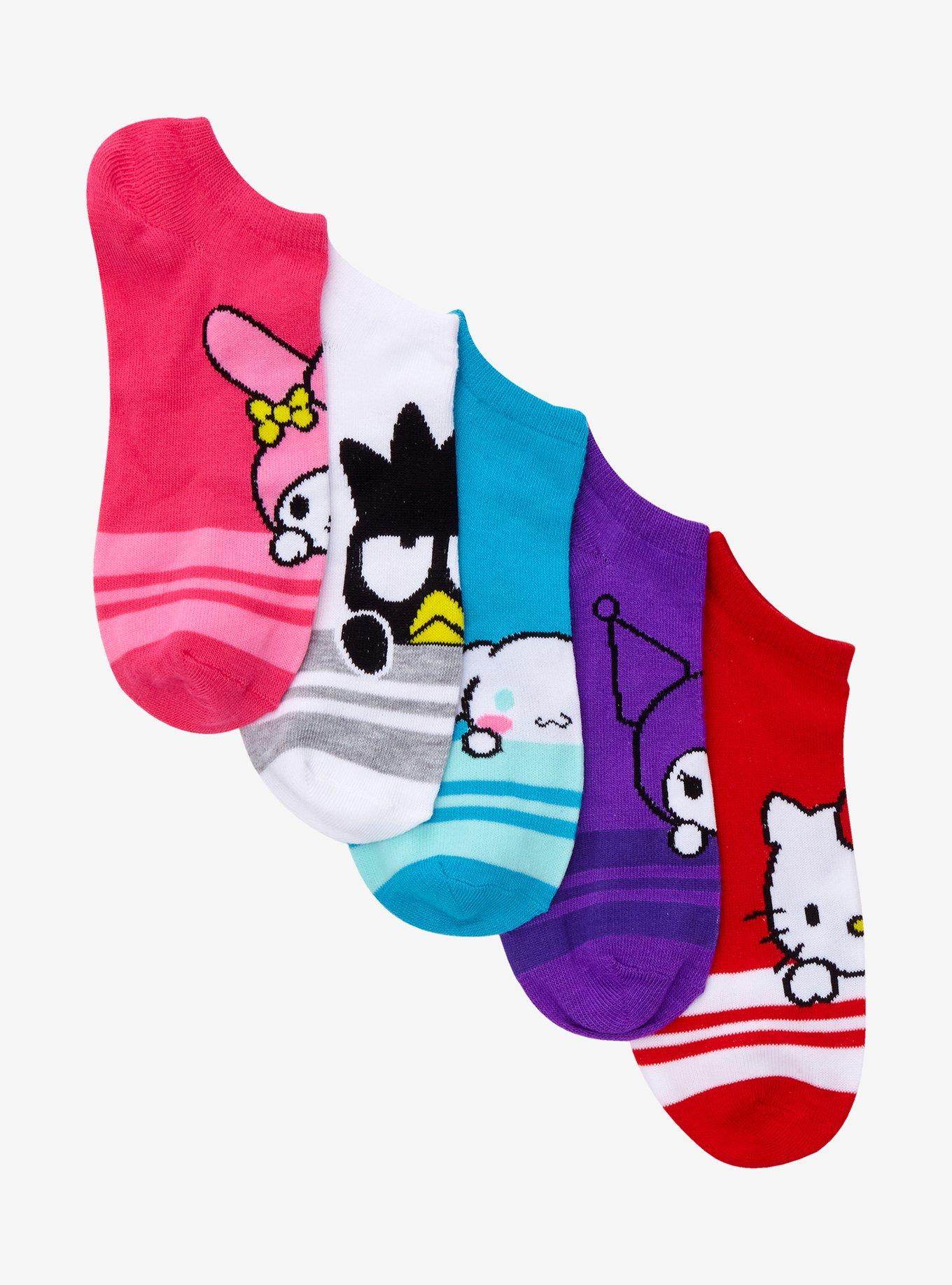 Hello Kitty And Friends Peeking Stripe No-Show Socks 5 Pair, , hi-res