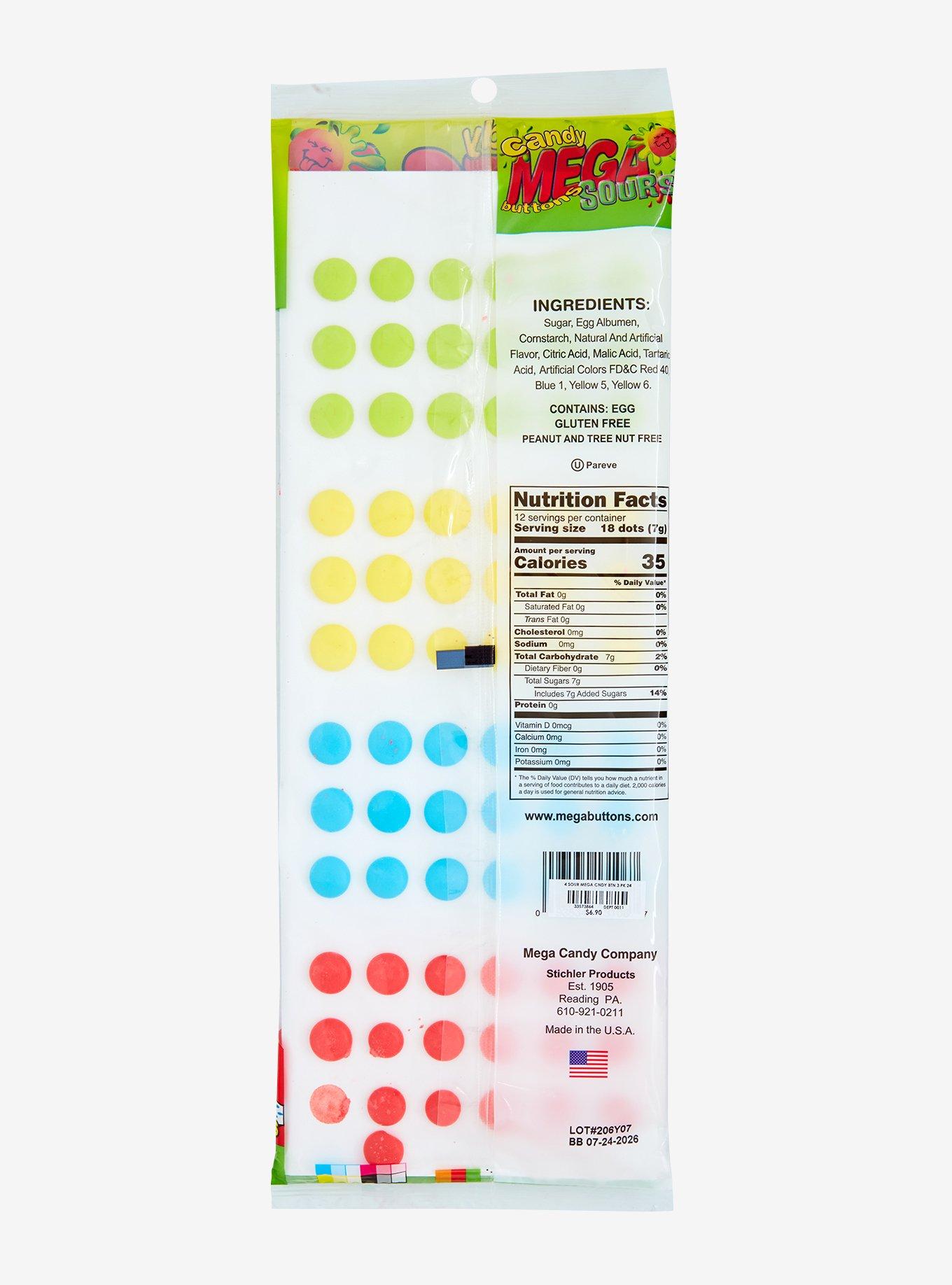 Mega Sour Candy Buttons 3 Pack, , hi-res