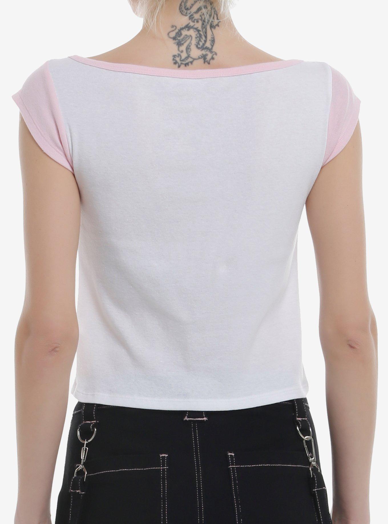 My Little Pony Fluttershy Embroidered Boatneck Girls Raglan Top, PINK, alternate