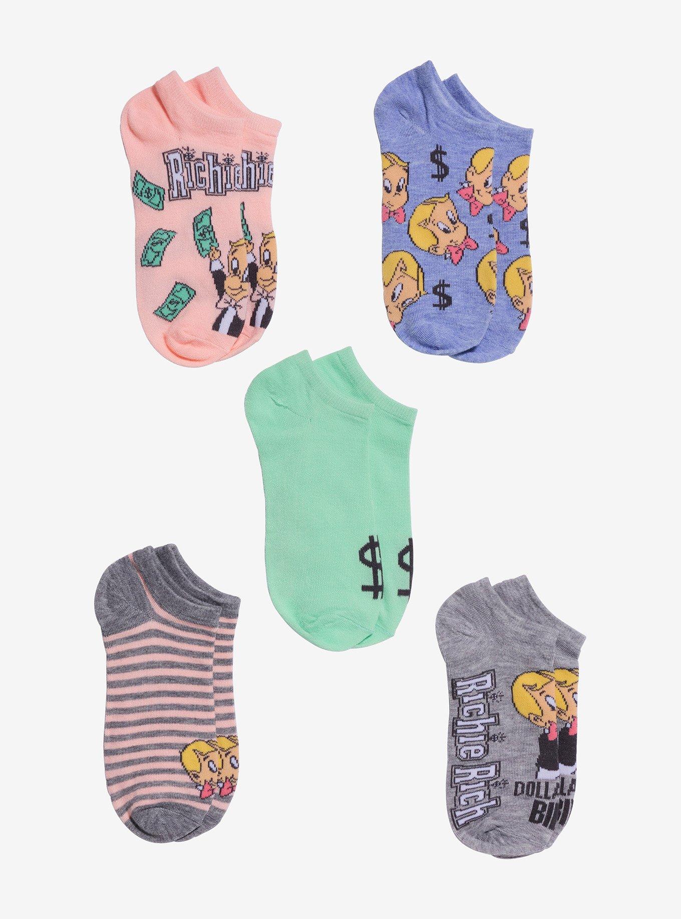 Richie Rich No-Show Socks 5 Pair, , hi-res