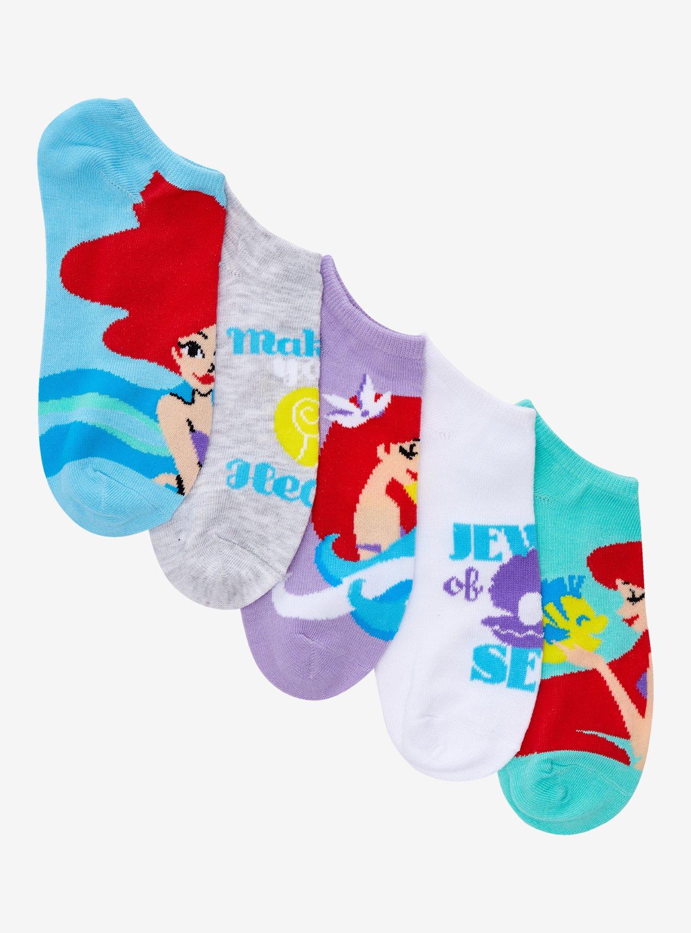 Disney The Little Mermaid Ariel No-Show Socks 5 Pair, , hi-res