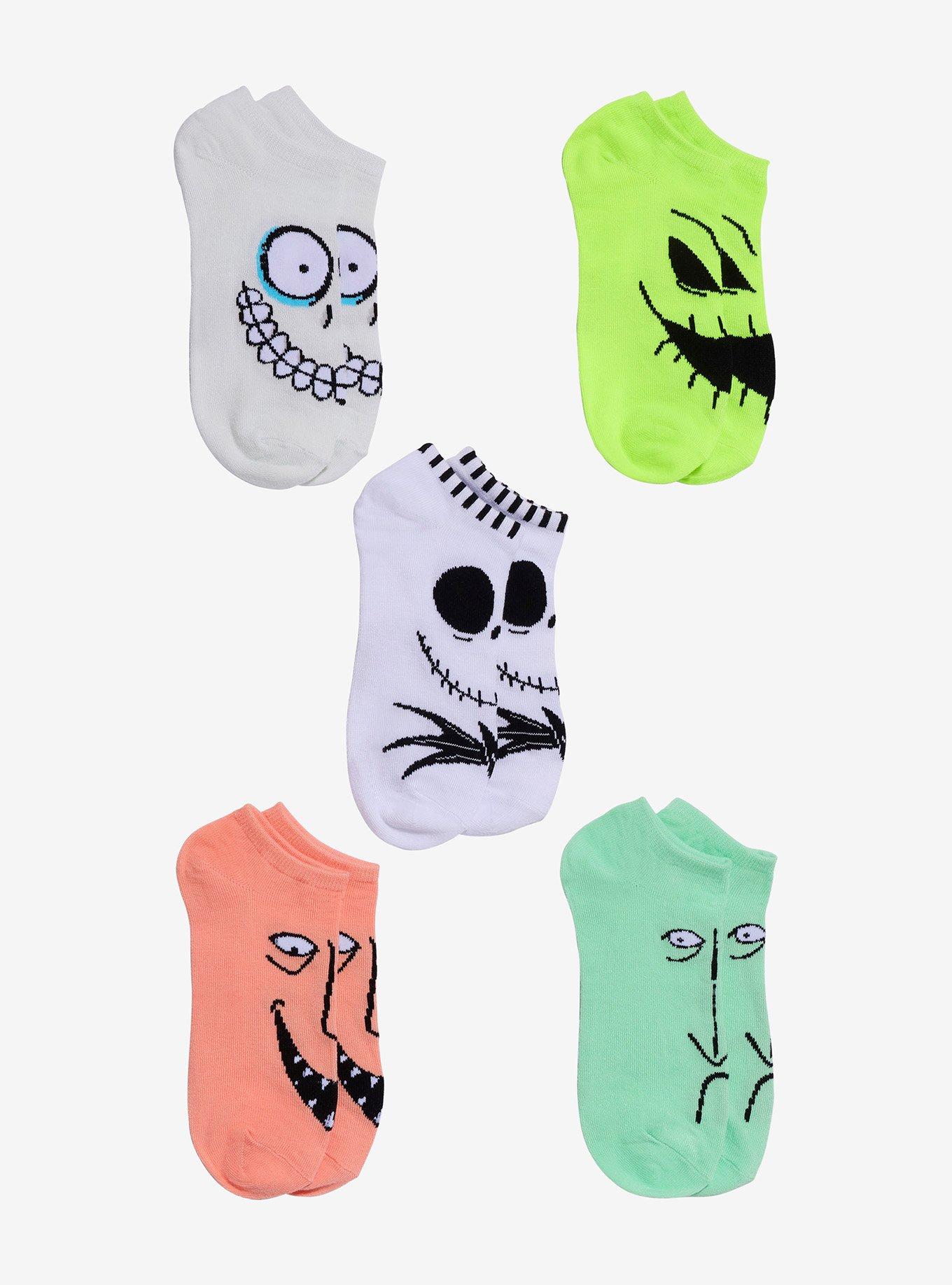 The Nightmare Before Christmas Character Face No-Show Socks 5 Pair, , hi-res