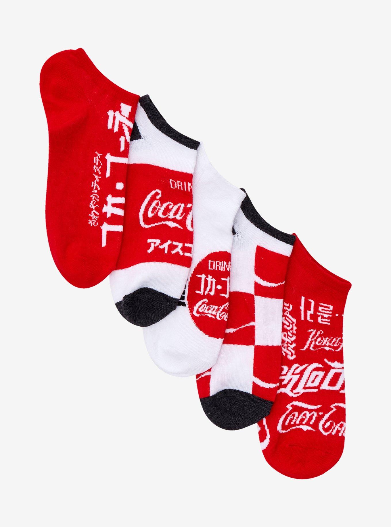 Coca-Cola Japanese Logo No-Show Socks 5 Pair, , hi-res