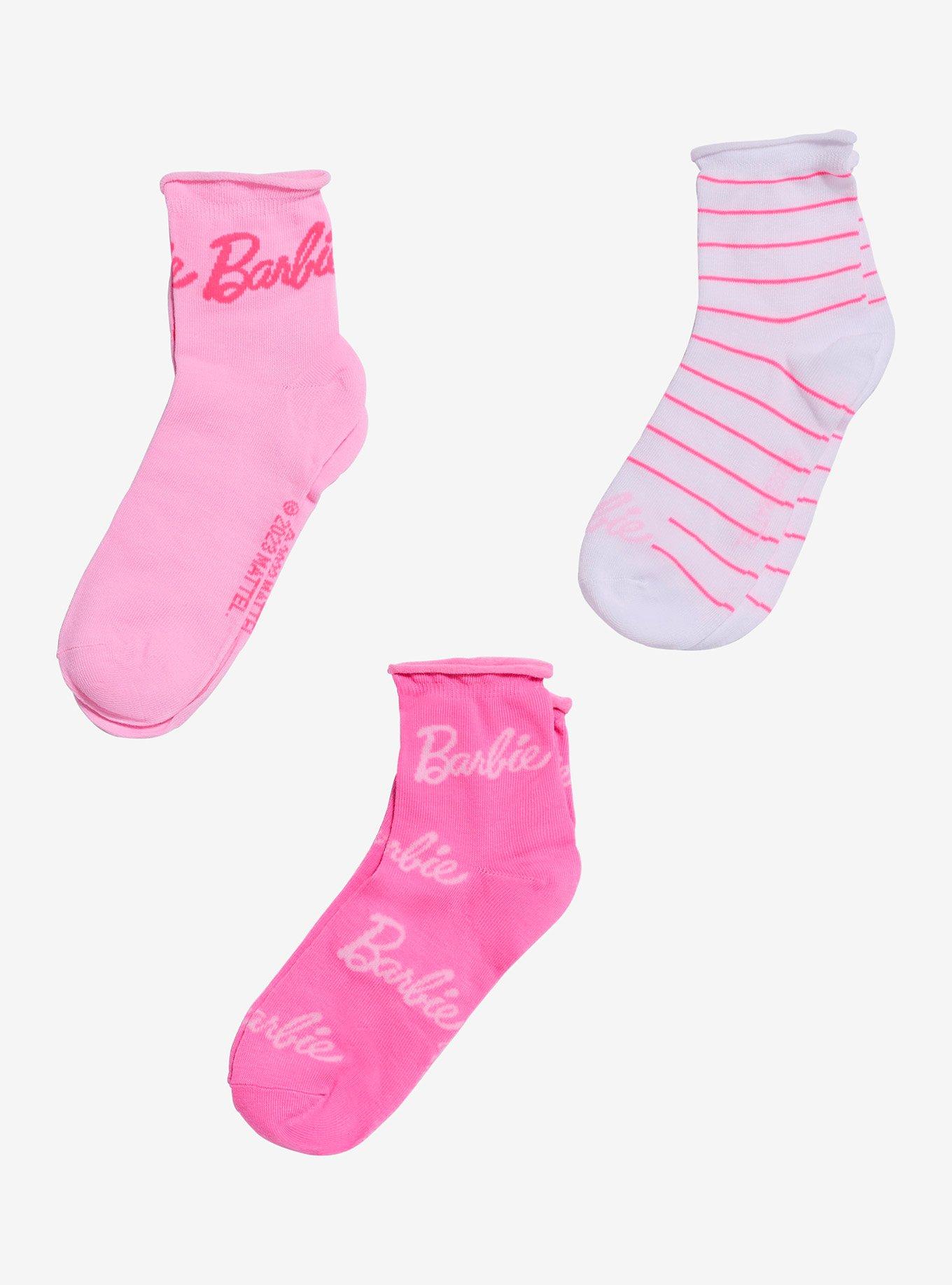 Barbie Rolled Ankle Socks 3 Pair, , hi-res