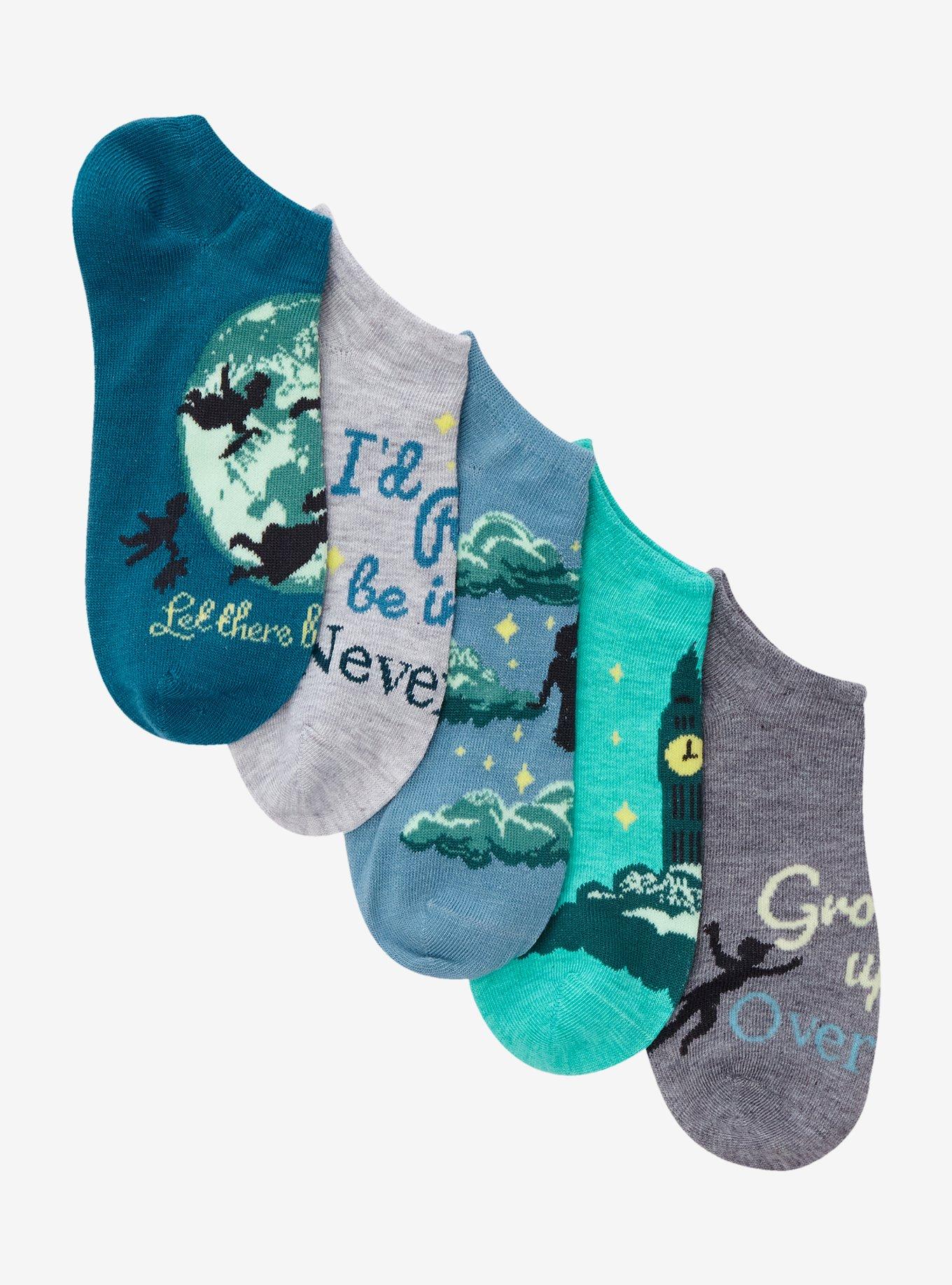 Disney Peter Pan Icons No-Show Socks 5 Pair, , hi-res