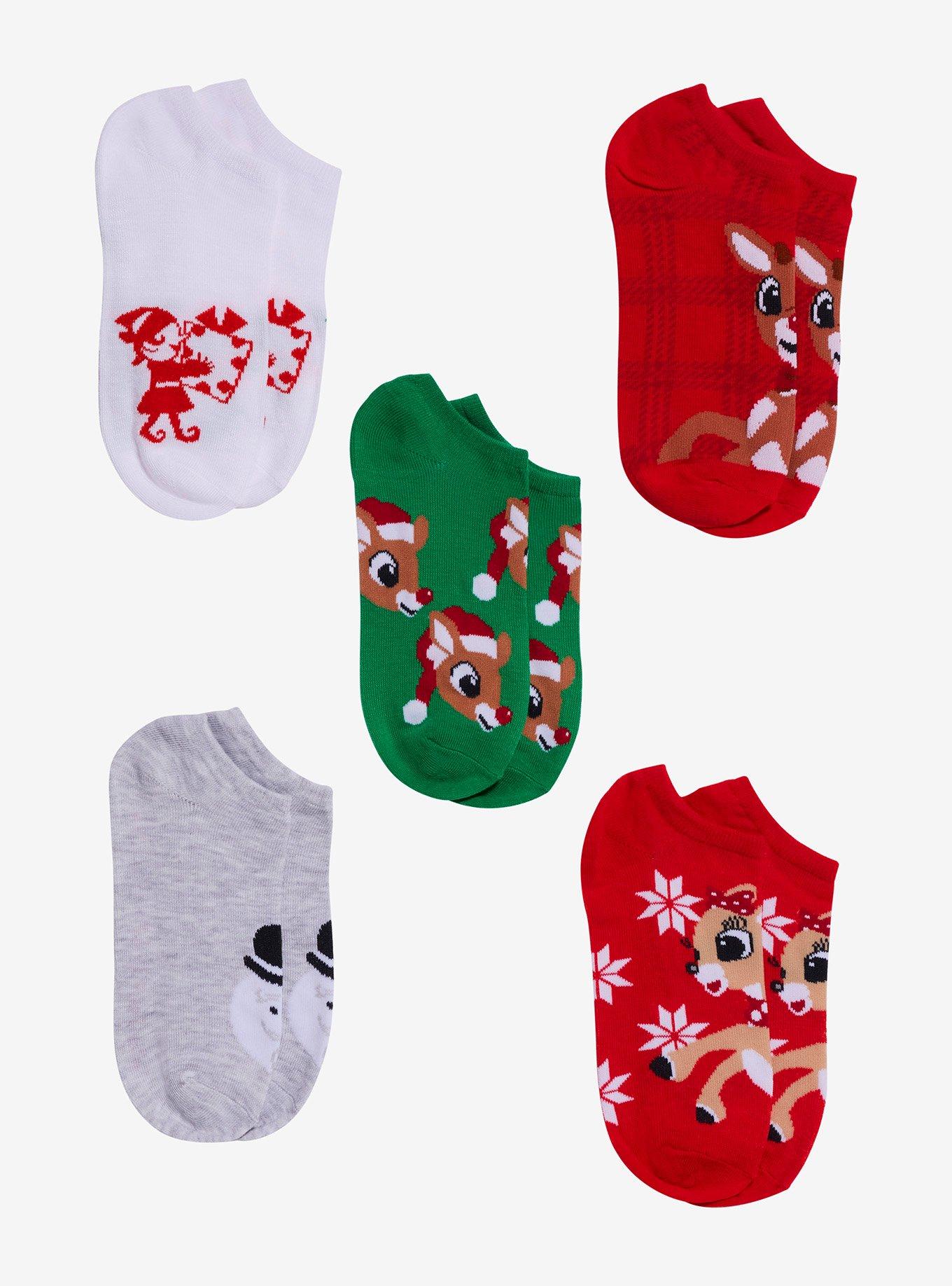 Rudolph The Red-Nosed Reindeer No-Show Socks 5 Pair, , hi-res